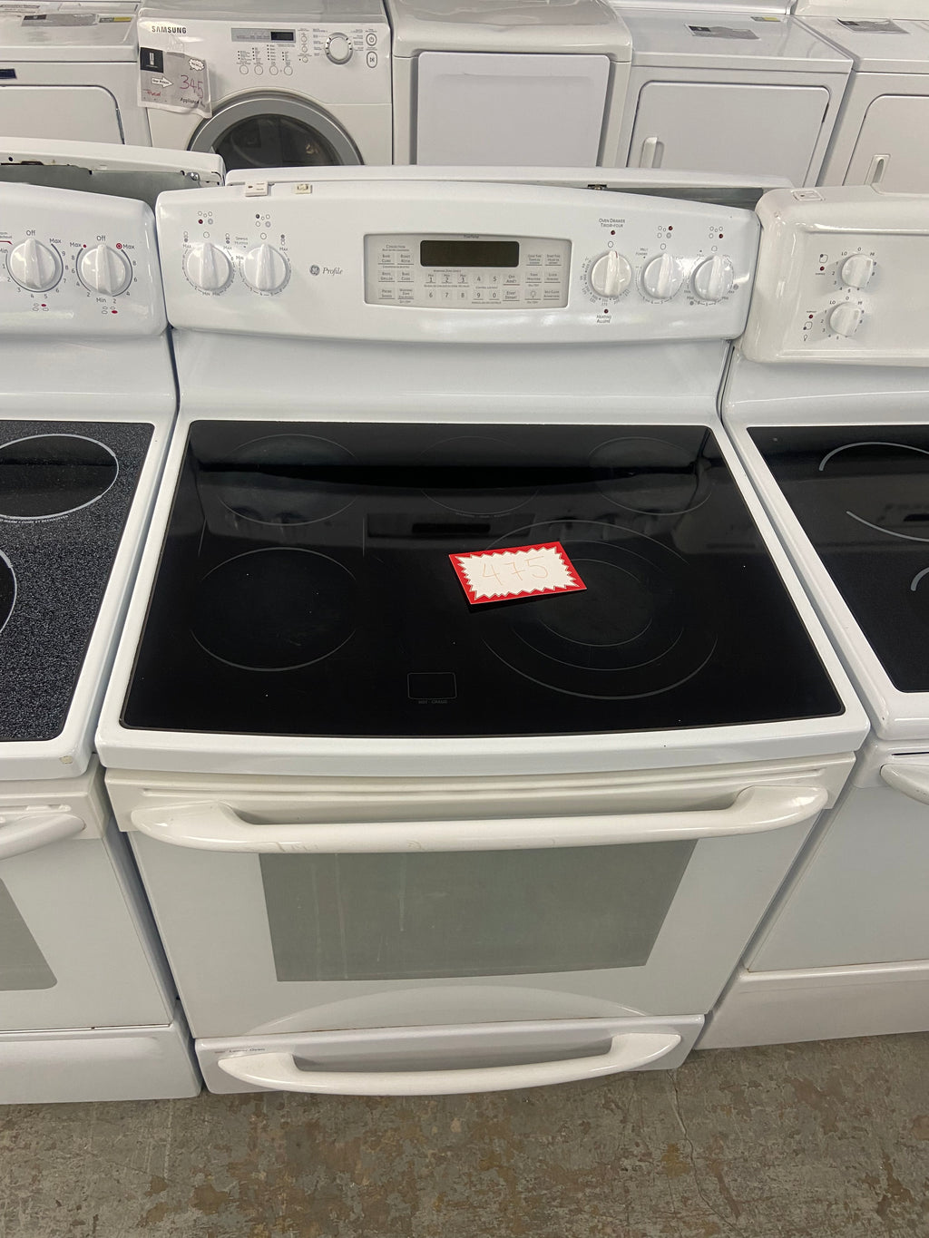White 30” GE Profile PCB969DR1WW Glass Top Stove (Refurbished)