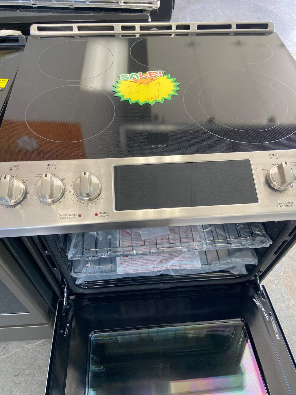 GE profile slide in stove, PCS940YM4FS, “Open Box”, 6 Months Warranty