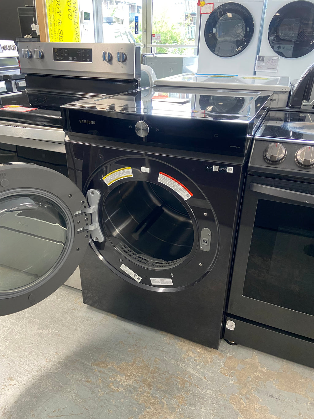Black Stainless Steel Samsung 7.6 Cu. Ft. Electric Dryer with Steam  - Stackable - DVE53BB8700VAC Dryer (refurbished)