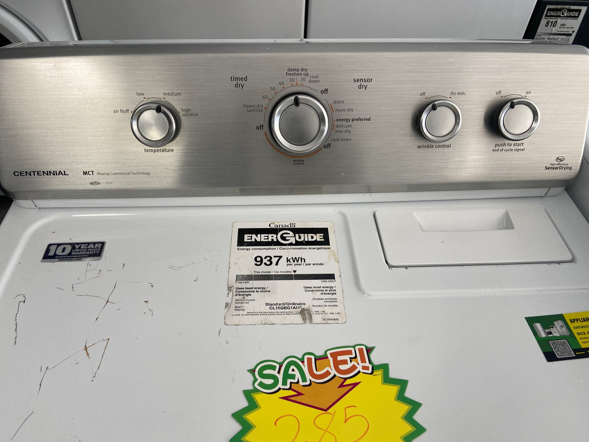 Maytag Centennial dryer, white, “Refurbished”, 3 Months Warranty