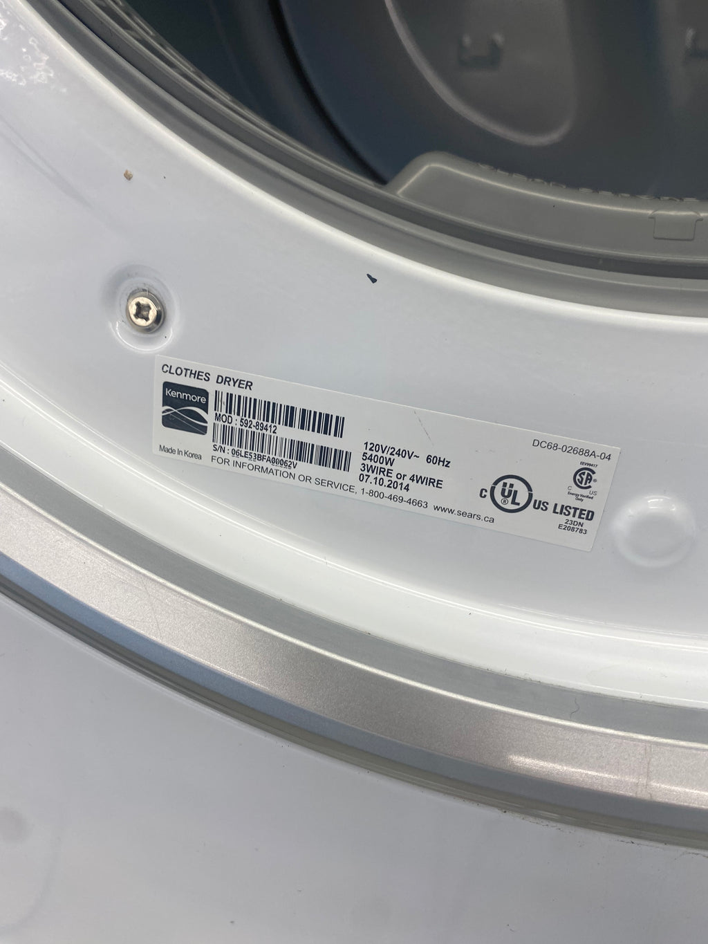 27” Kenmore dryer, white, (Refurbished)