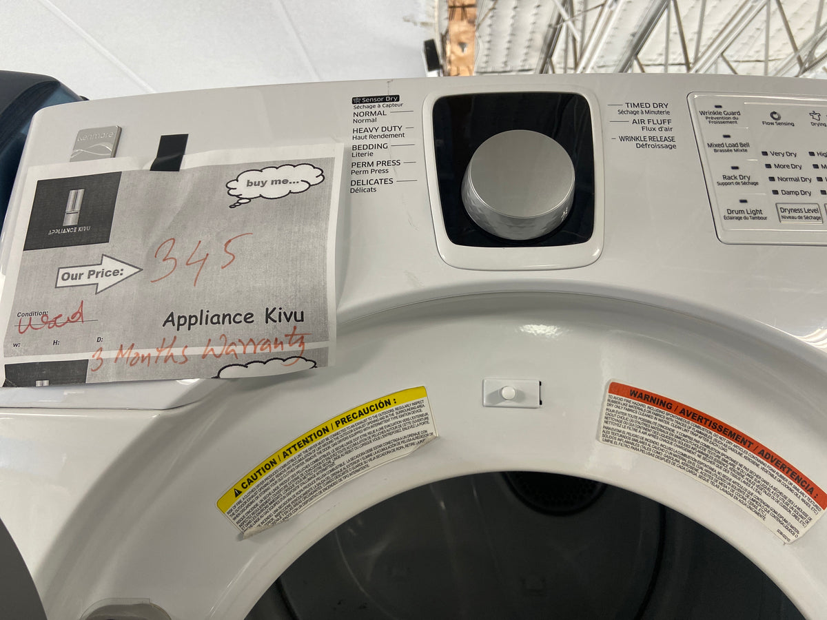 Kenmore white dryer, sensor dry, he(high efficiency marked), “Refurbished”, 3 Months Warranty