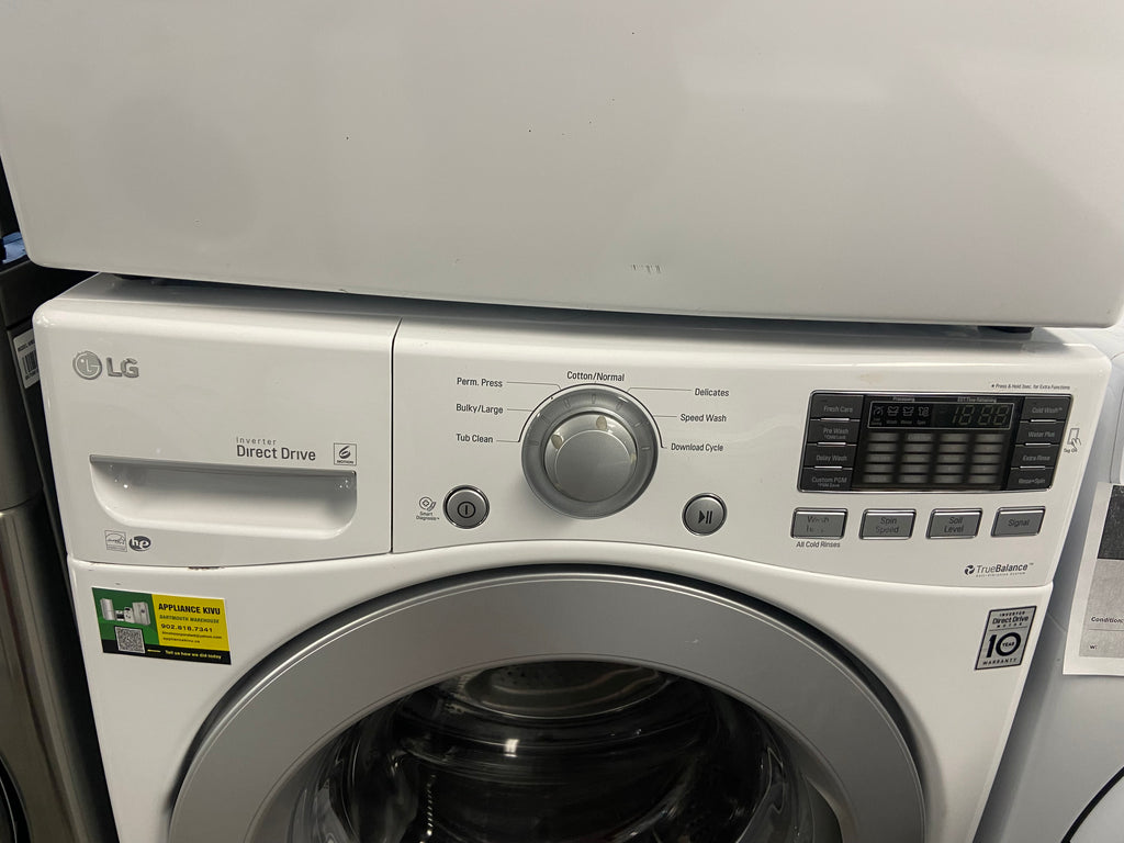 LG WM3170CW Front Load Washer, 1,300 RPM Washer Spin Speed, 9 Wash Cycles, 7 Temperature Settings, White colour, LG DLE3170W Dryer, Vented, 8 Dry Cycles