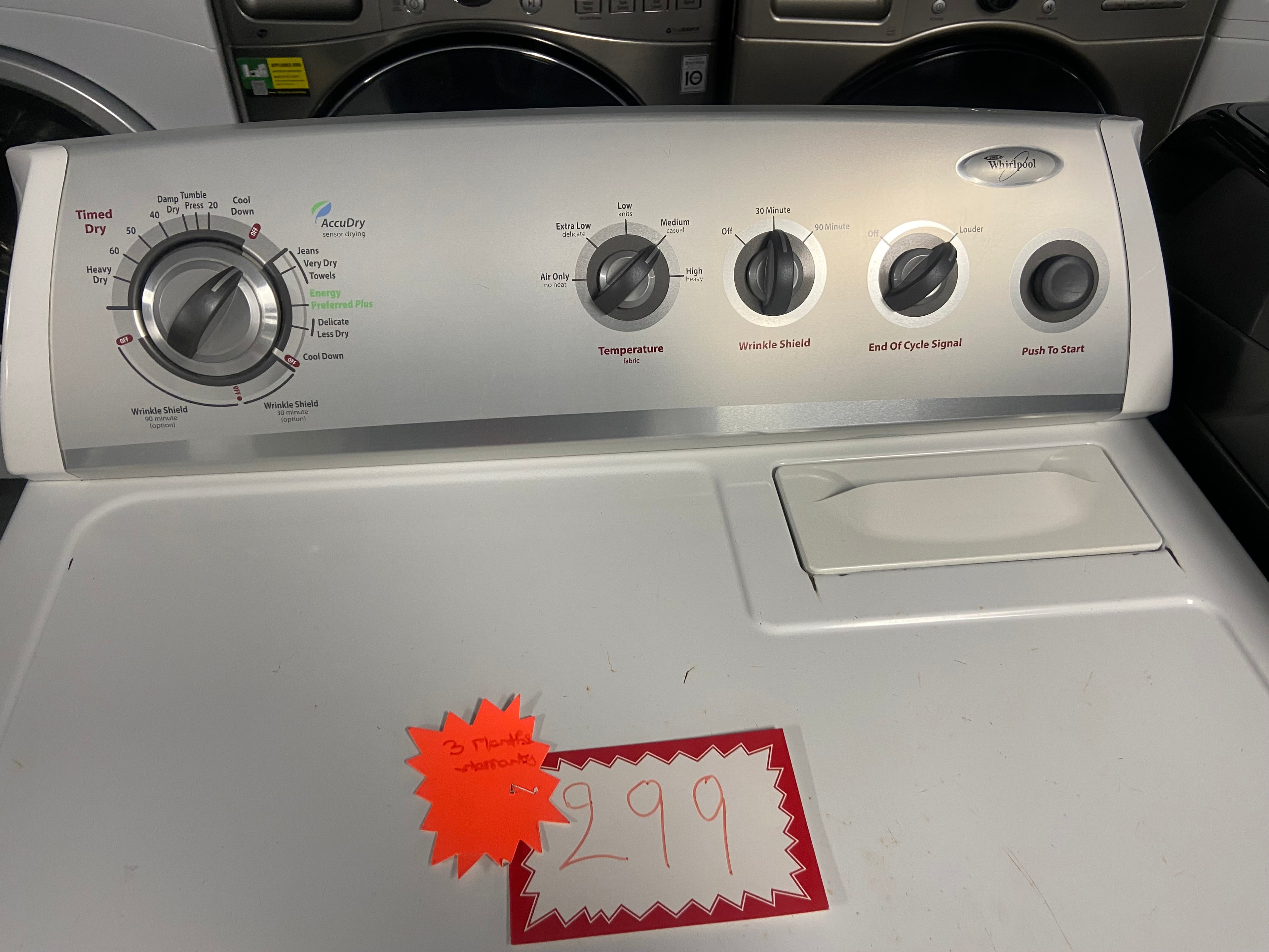 White 27” Whirlpool YWED5700VW0 Dryer (Refurbished)