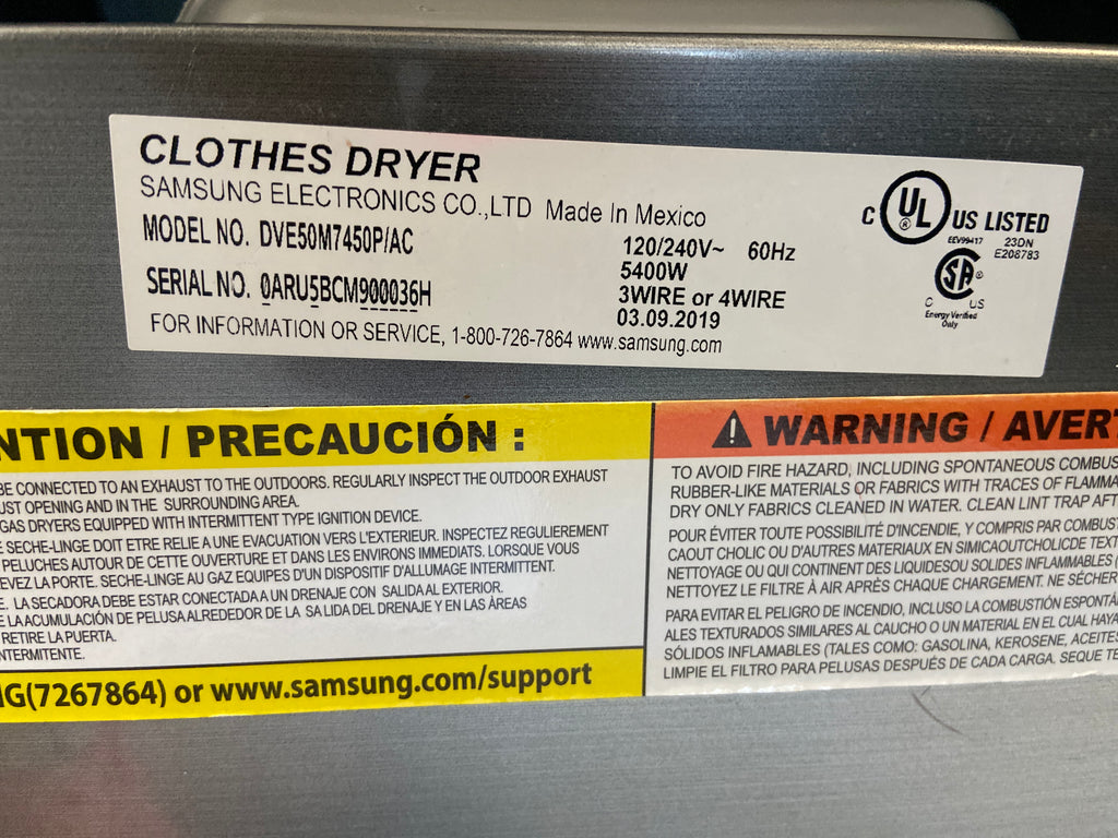 Samsung Dryer, smart care, moisture sensor, multi steam,sensor dry, manual dry, “Refurbished”, 3 Months Warranty