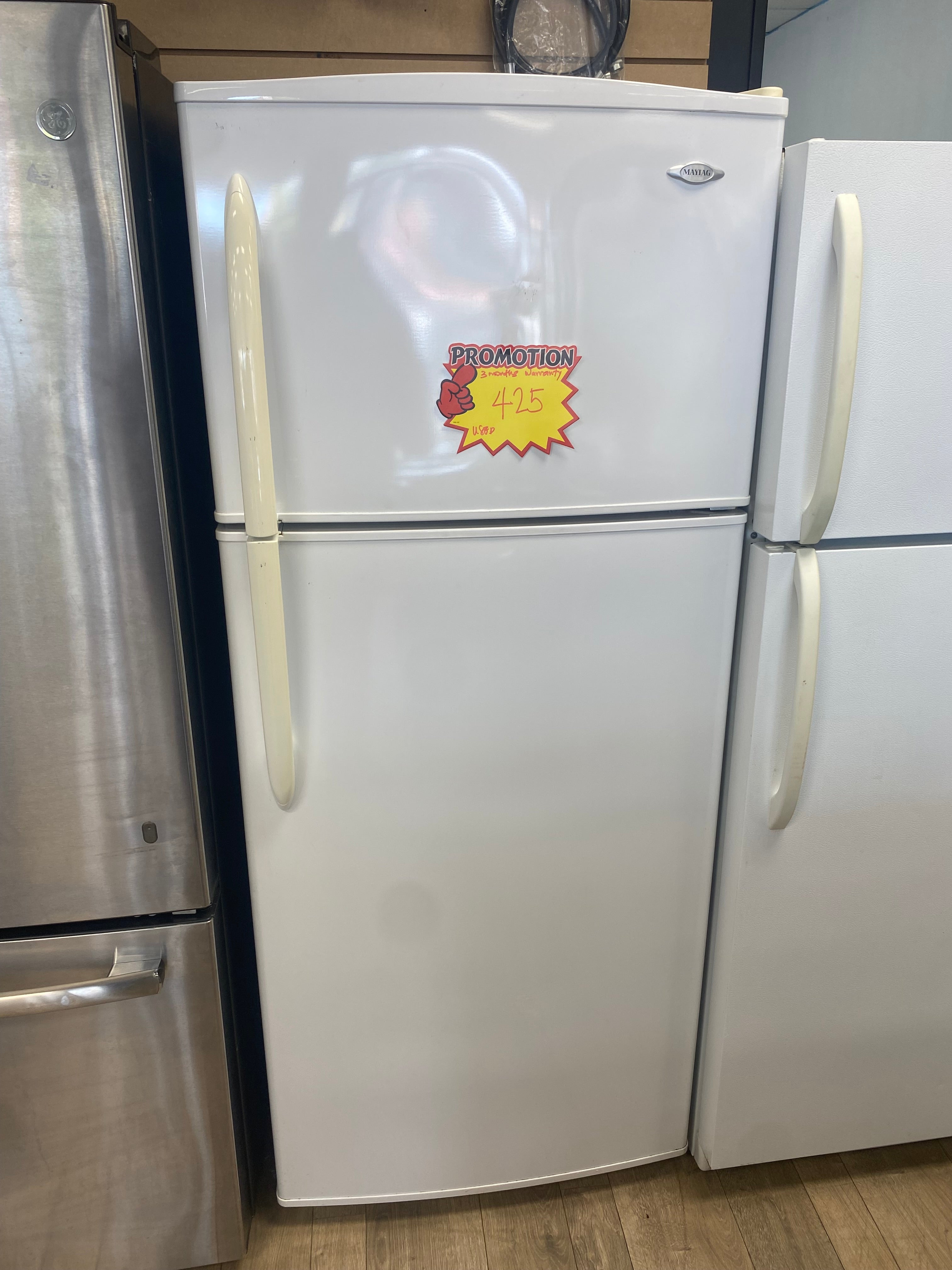 Maytag white fridge, "Refurbished"