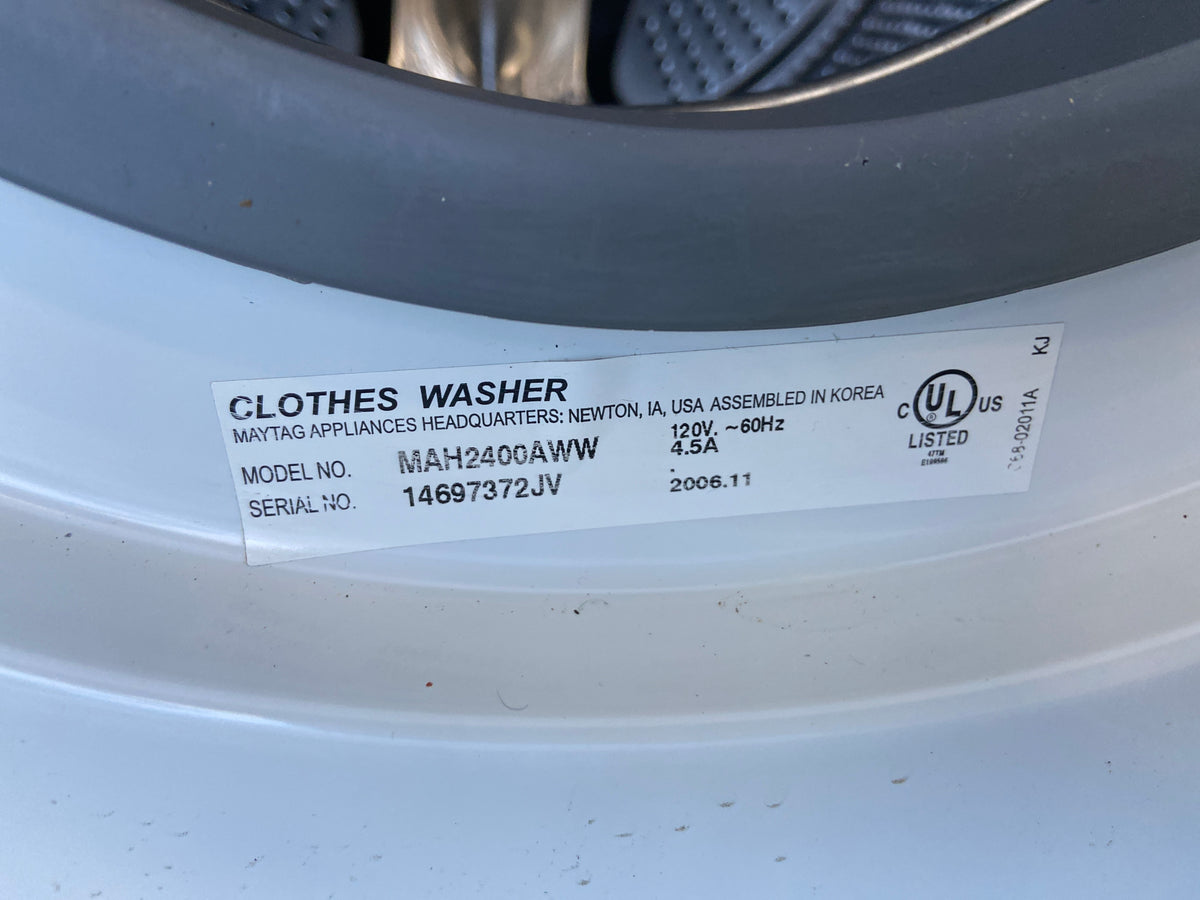 Maytag Apartment size front load washer, White, “Refurbished”
