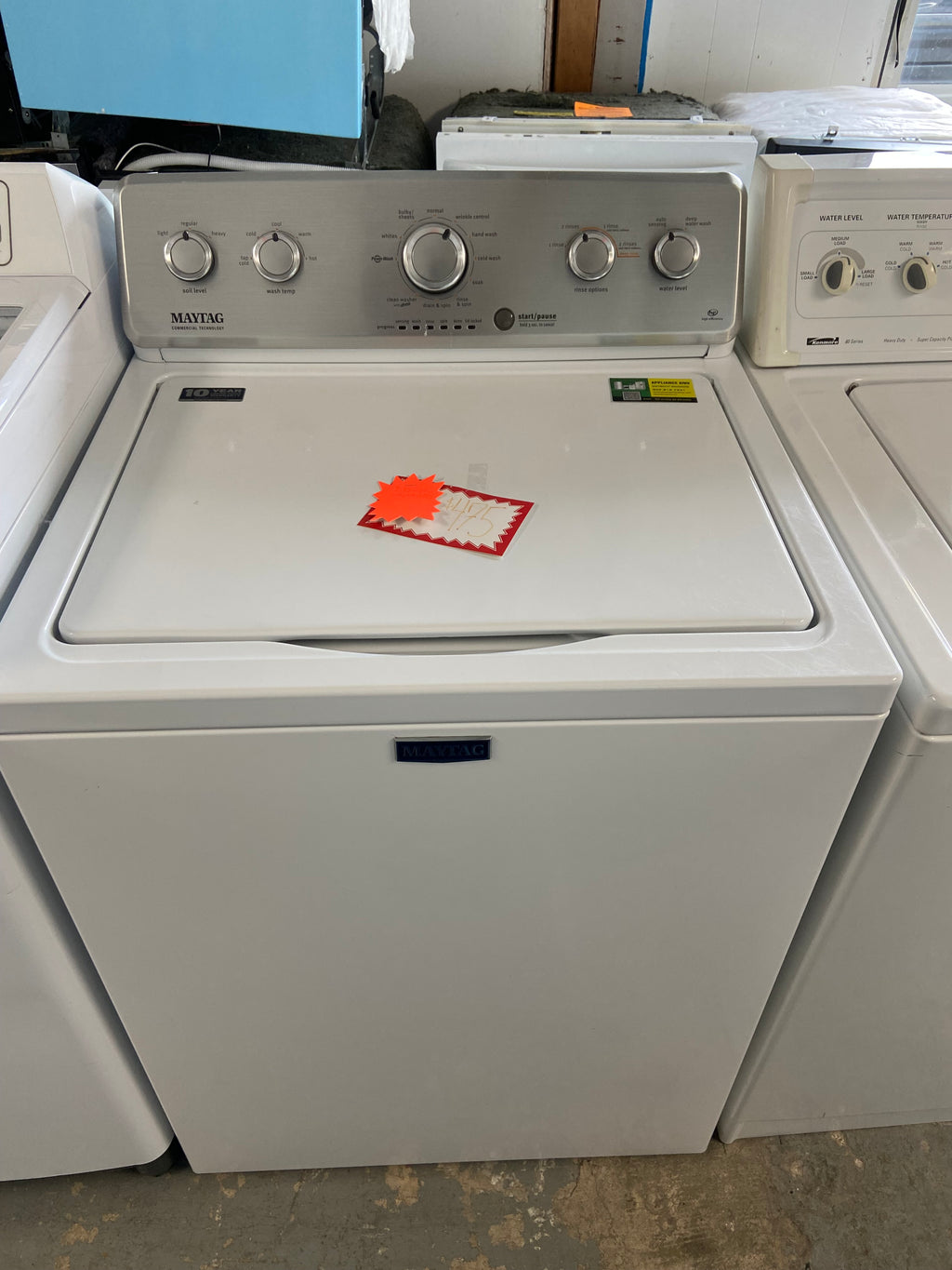 White Maytag MVWC565FW2 Top Load Washer, with agitator 4.9 cu. ft. capacity "Refurbished"
