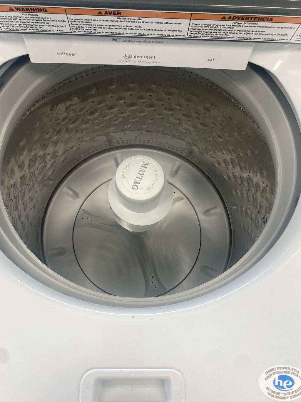 Maytag washer and dryer set, side by side set up, "New Open Box".
