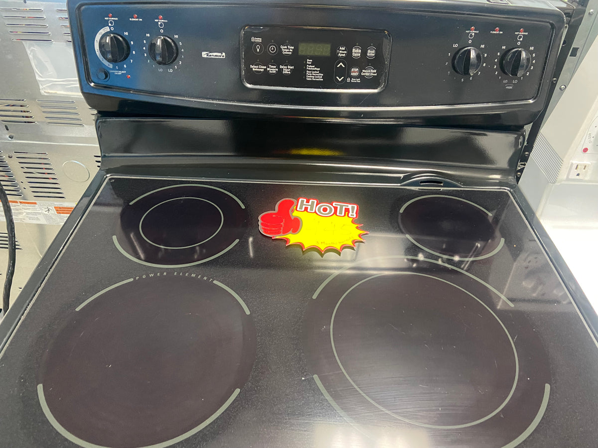 Black 30” Kenmore C970-635493 Glass Top Stove (Refurbished)