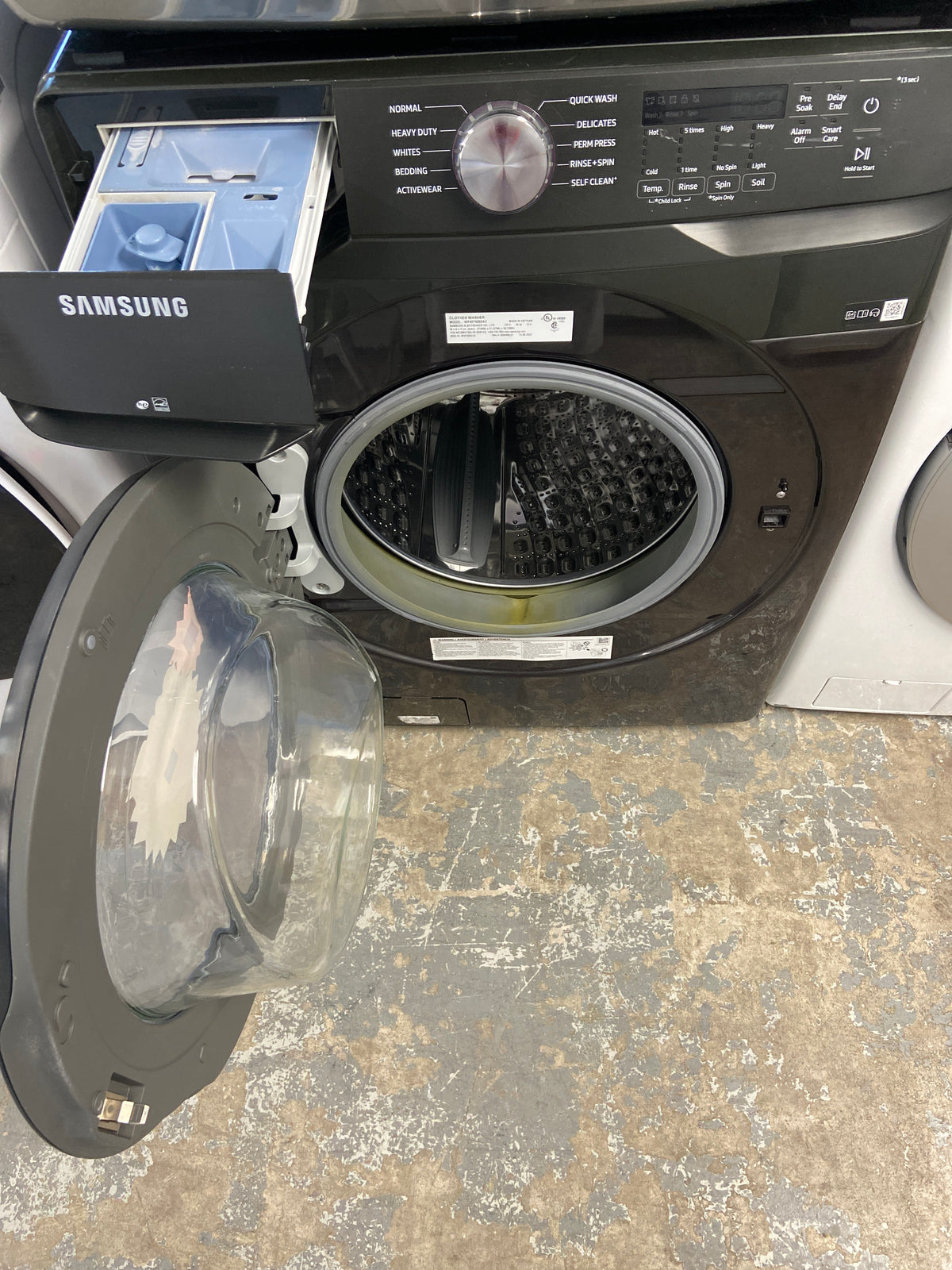 Samsung front load washer, dark stainless, he(high efficiency), energy star certified, “Refurbished”, 3 Months Warranty.