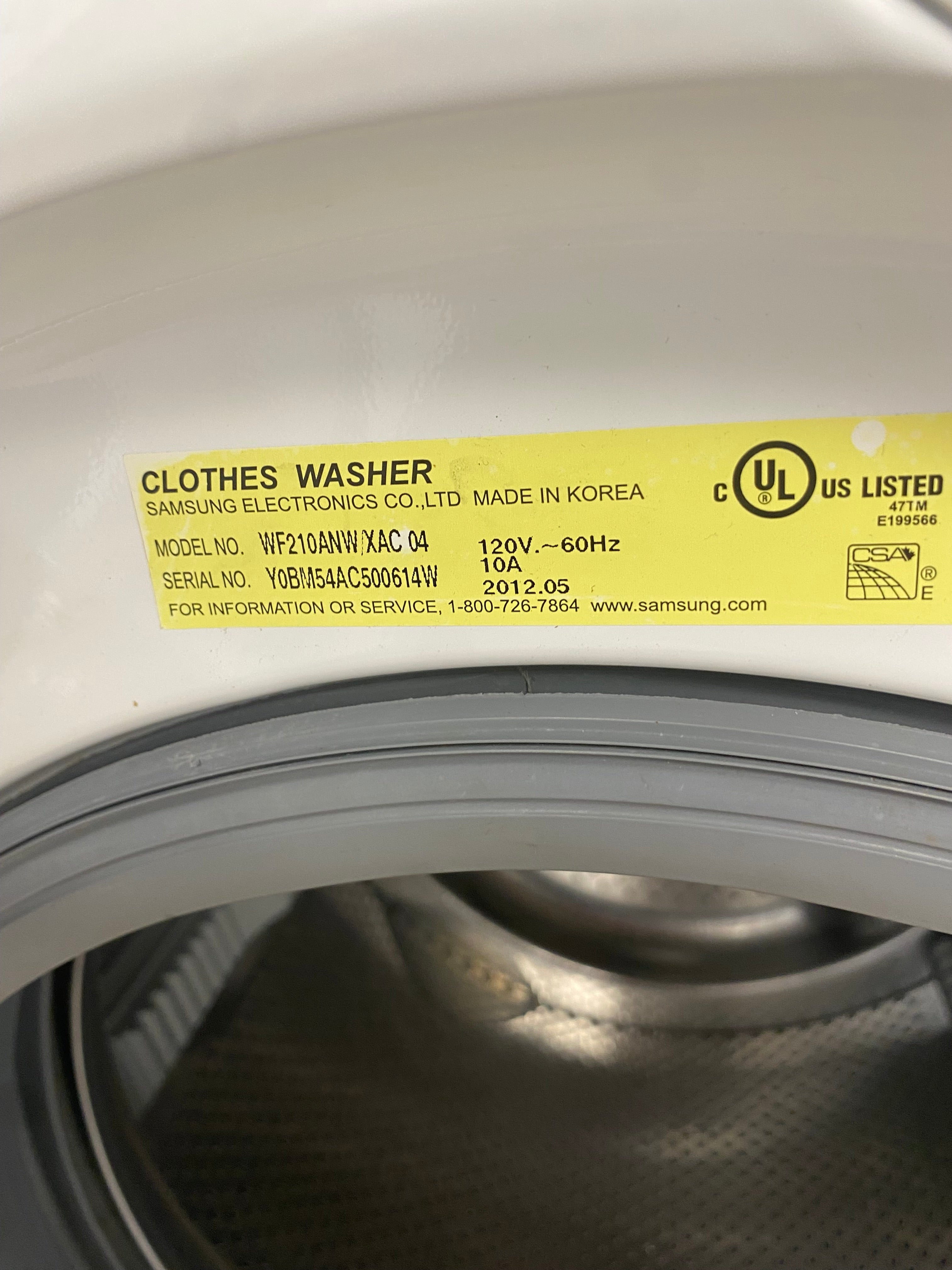 Samsung Front Load Washer, 27 inch Width, 4.0 cu. ft. Capacity, 6 Wash Cycles/ Samsung DV42H5000EW/AC Dryer, Vented, 11 Dry Cycles, 4 Temperature Settings, Stackable, White colour