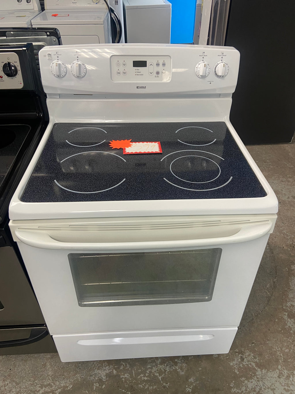 White 30” Kenmore 970-606225 Glass Top Stove (Refurbished)