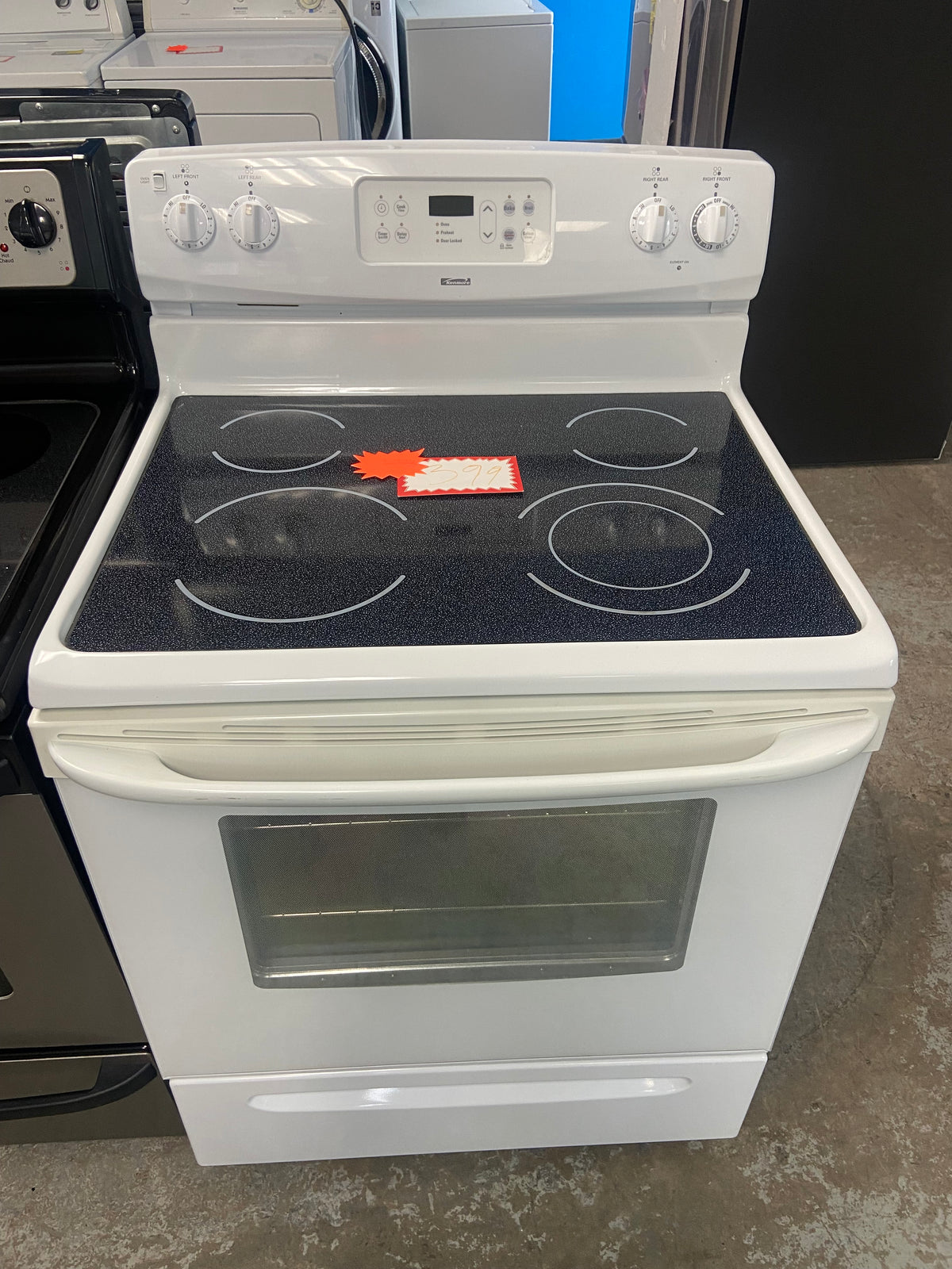 White 30” Kenmore 970-606225 Glass Top Stove (Refurbished)