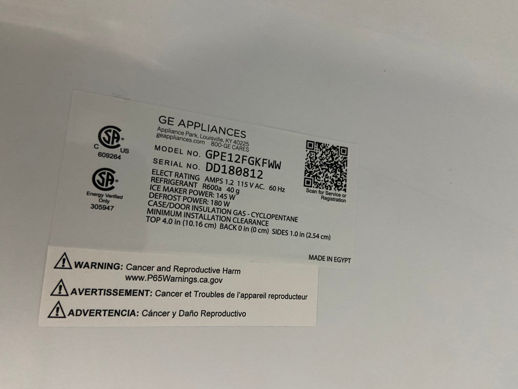 White 24” GE GPE12FGKFWW Fridge (New)