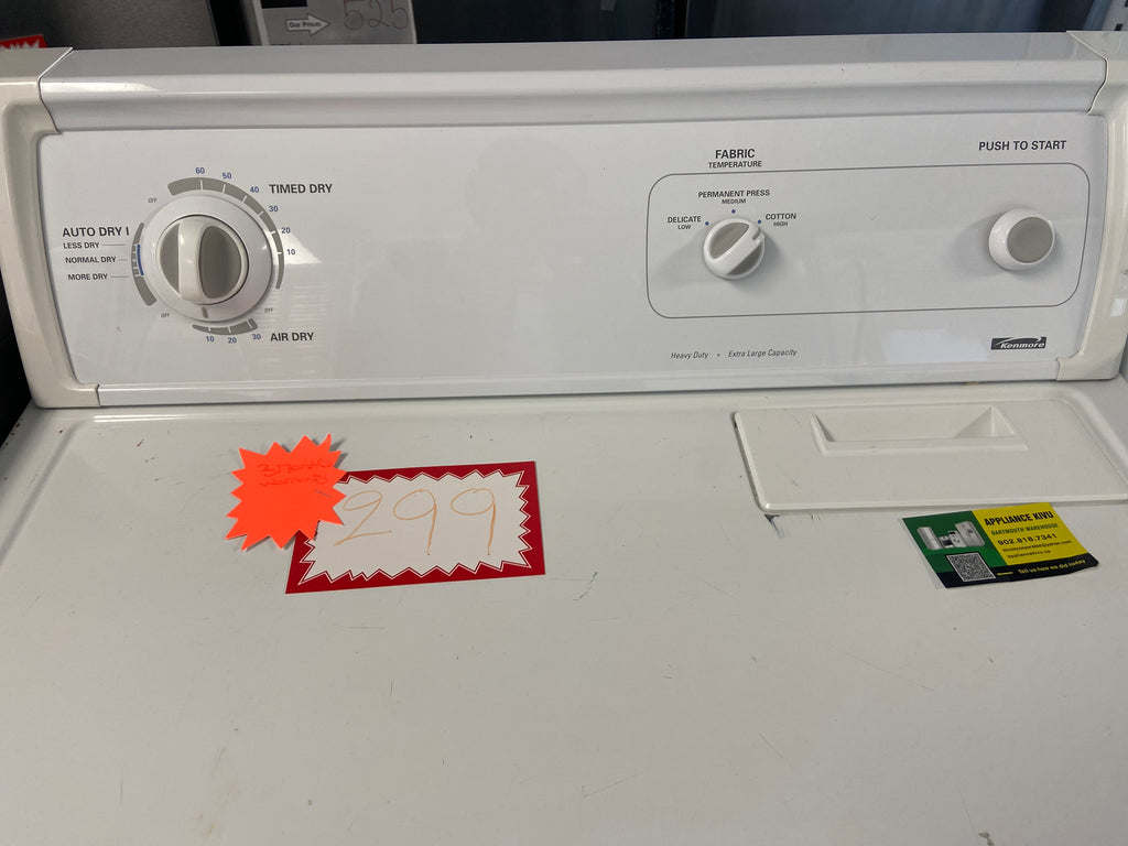 Kenmore white dryer, “Refurbished”, 3 Months Warranty.