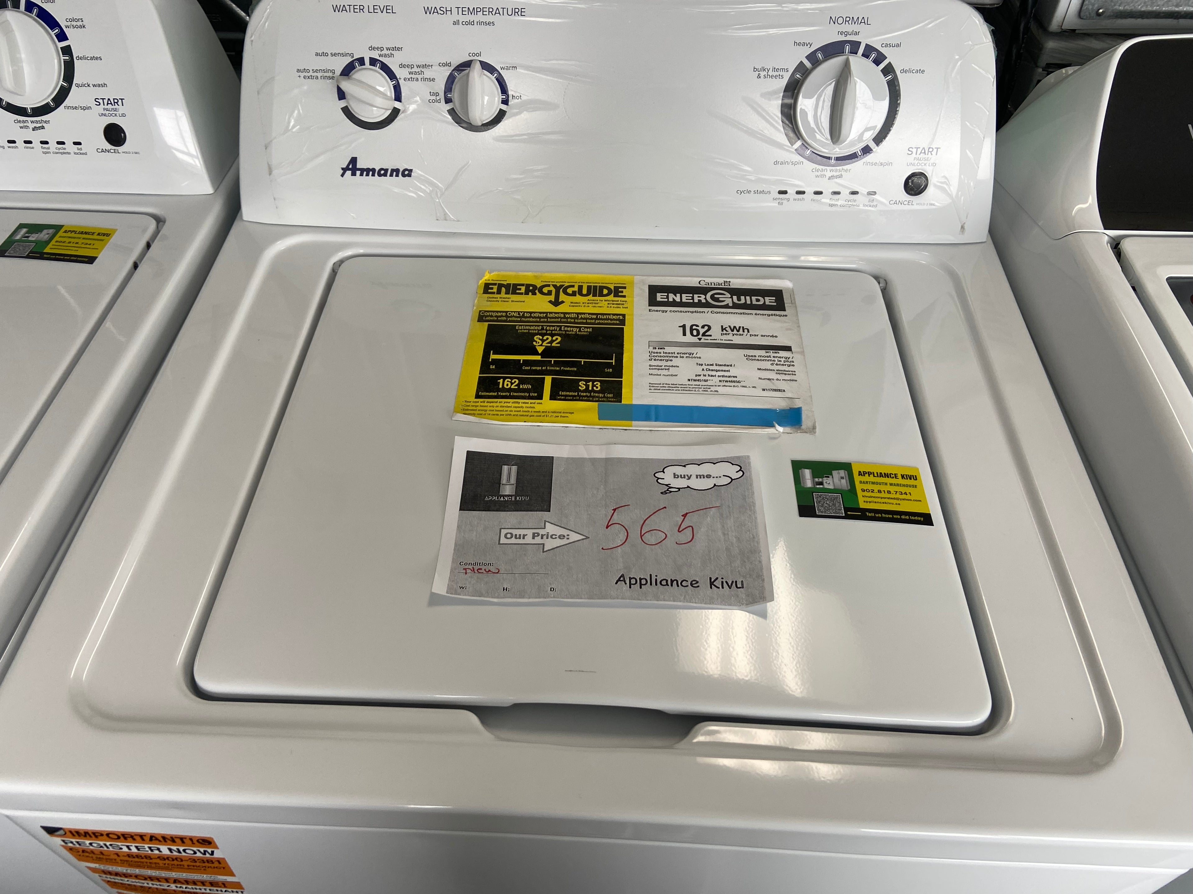 Amana NTW4516FW4 Top Load Washer, 700 RPM Washer Spin Speed, 8 Wash Cycles, 5 Temperature Settings, White colour
