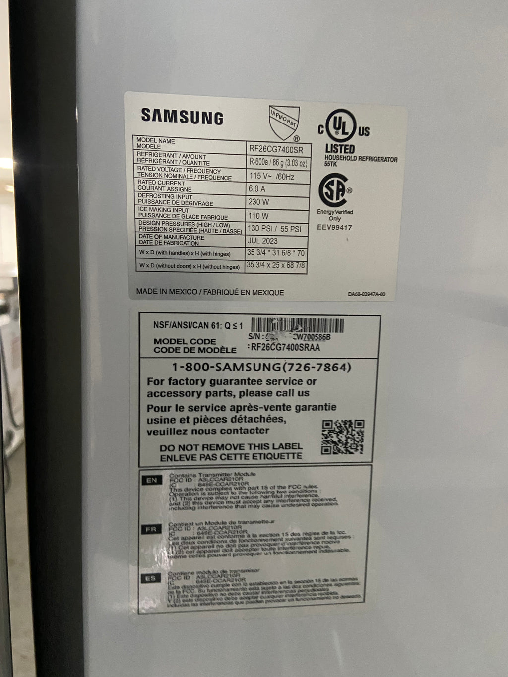 Samsung Stainless Fridge with water dispenser and ice maker