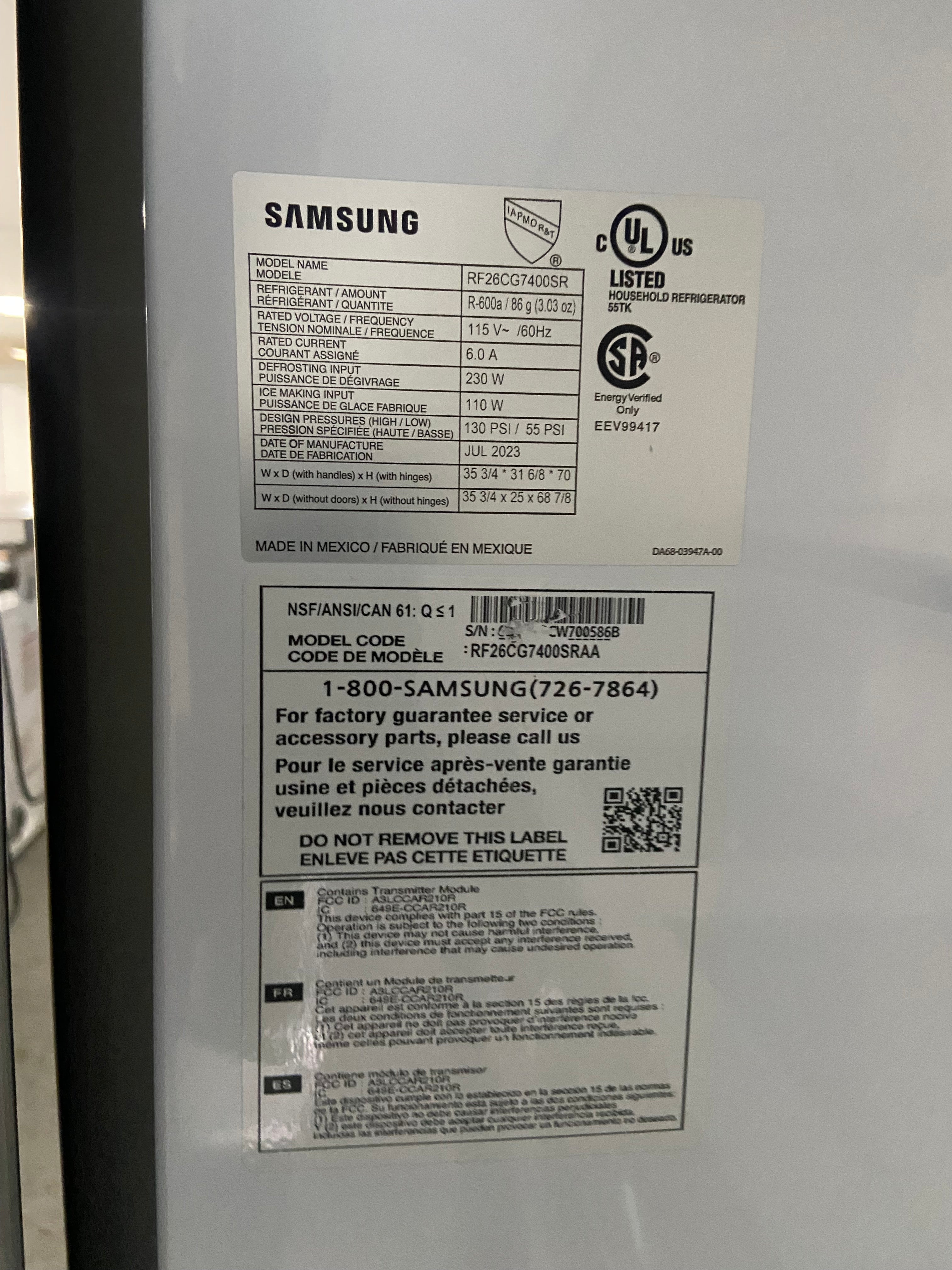 Samsung Stainless Fridge with water dispenser and ice maker