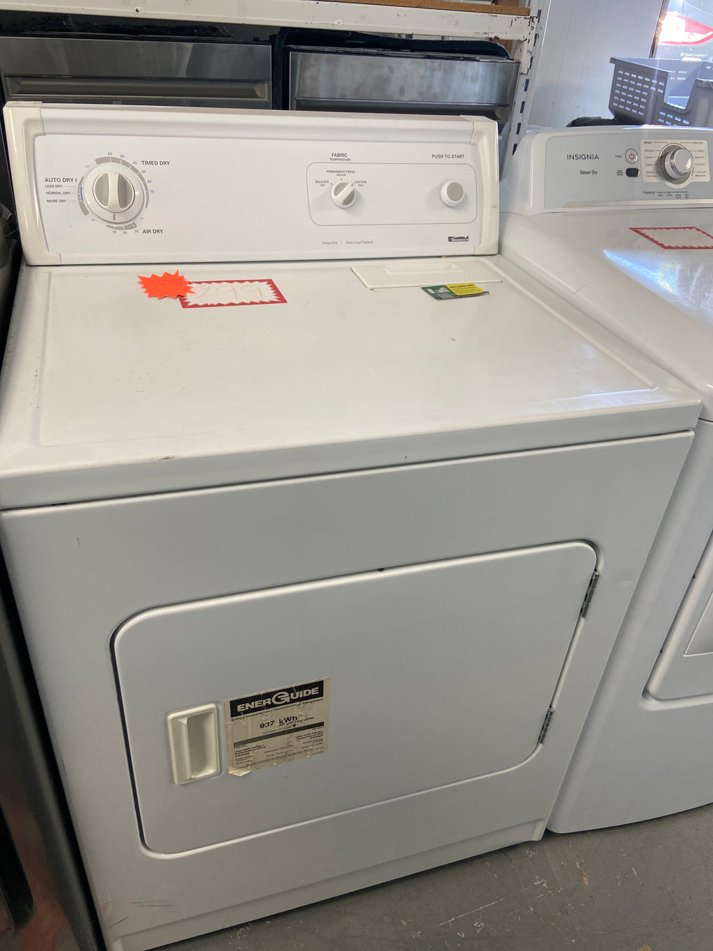 Kenmore white dryer, “Refurbished”, 3 Months Warranty.
