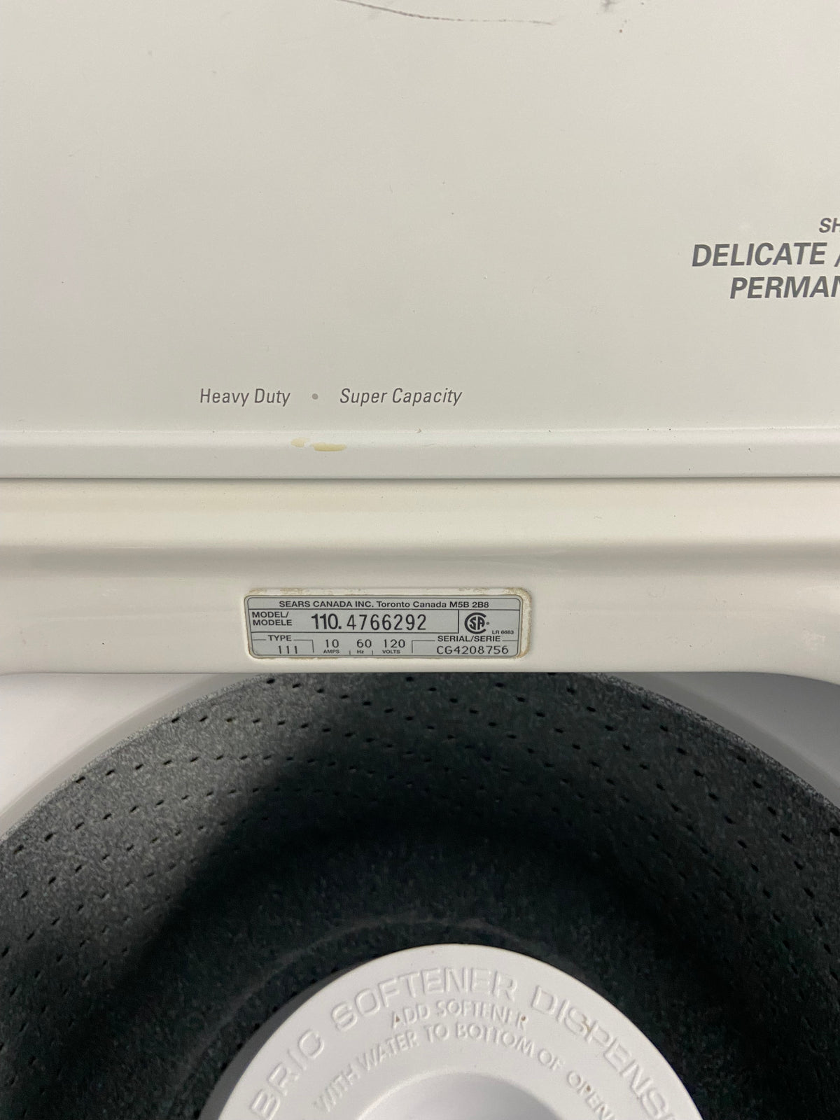 White 27” Kenmore 110.4766292 Top Load Washer (Refurbished)