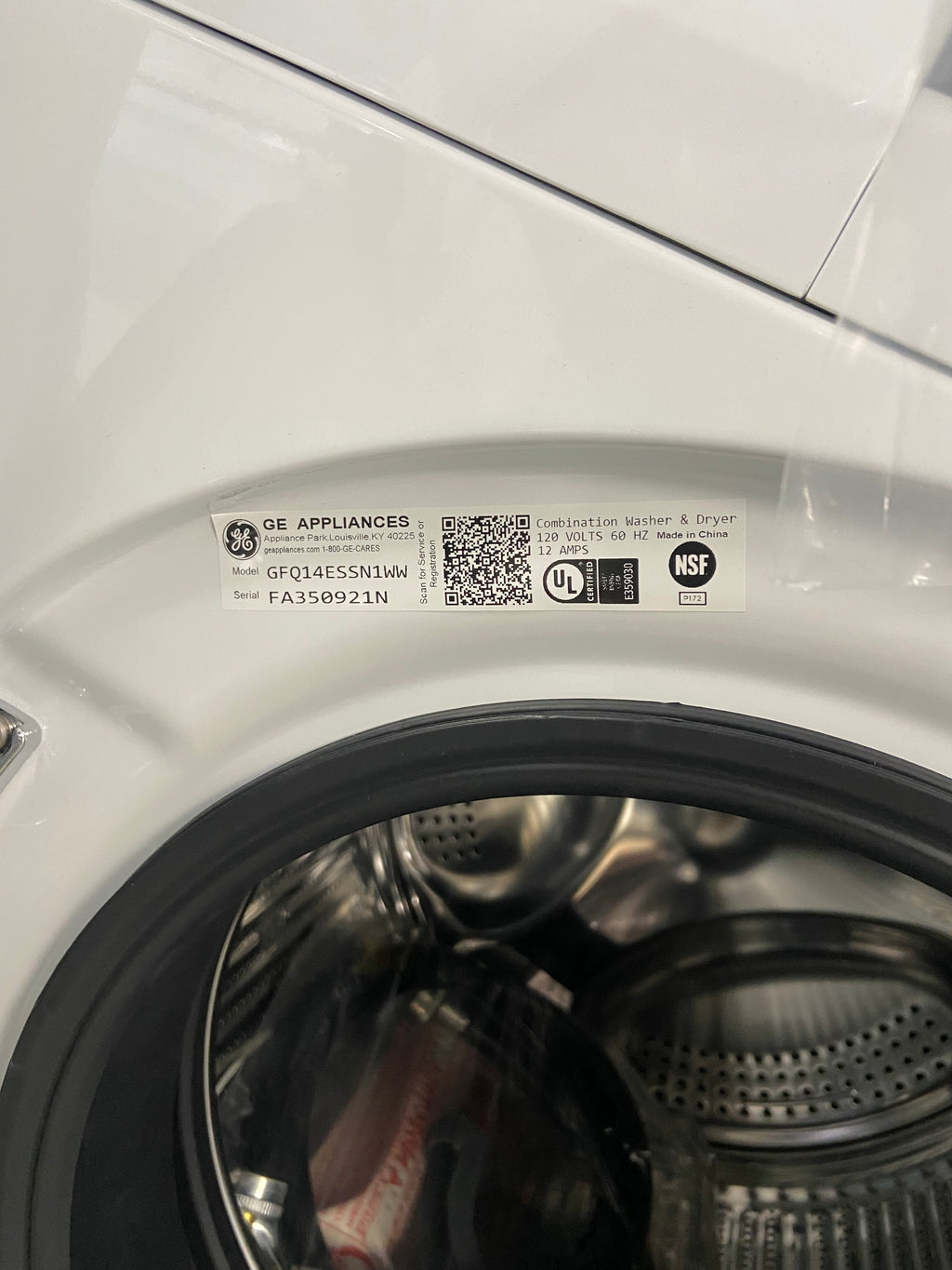 GE GFQ14ESSN1WW All-in-One Washer Dryer Combo, 24 inch Width, 2.8 cu. ft. Washer Capacity, Steam Clean, 14 Wash Cycles, 5 Temperature Settings, 1,450 RPM Washer Spin Speed, Electric, White colour All-In-One Washer & Dryer