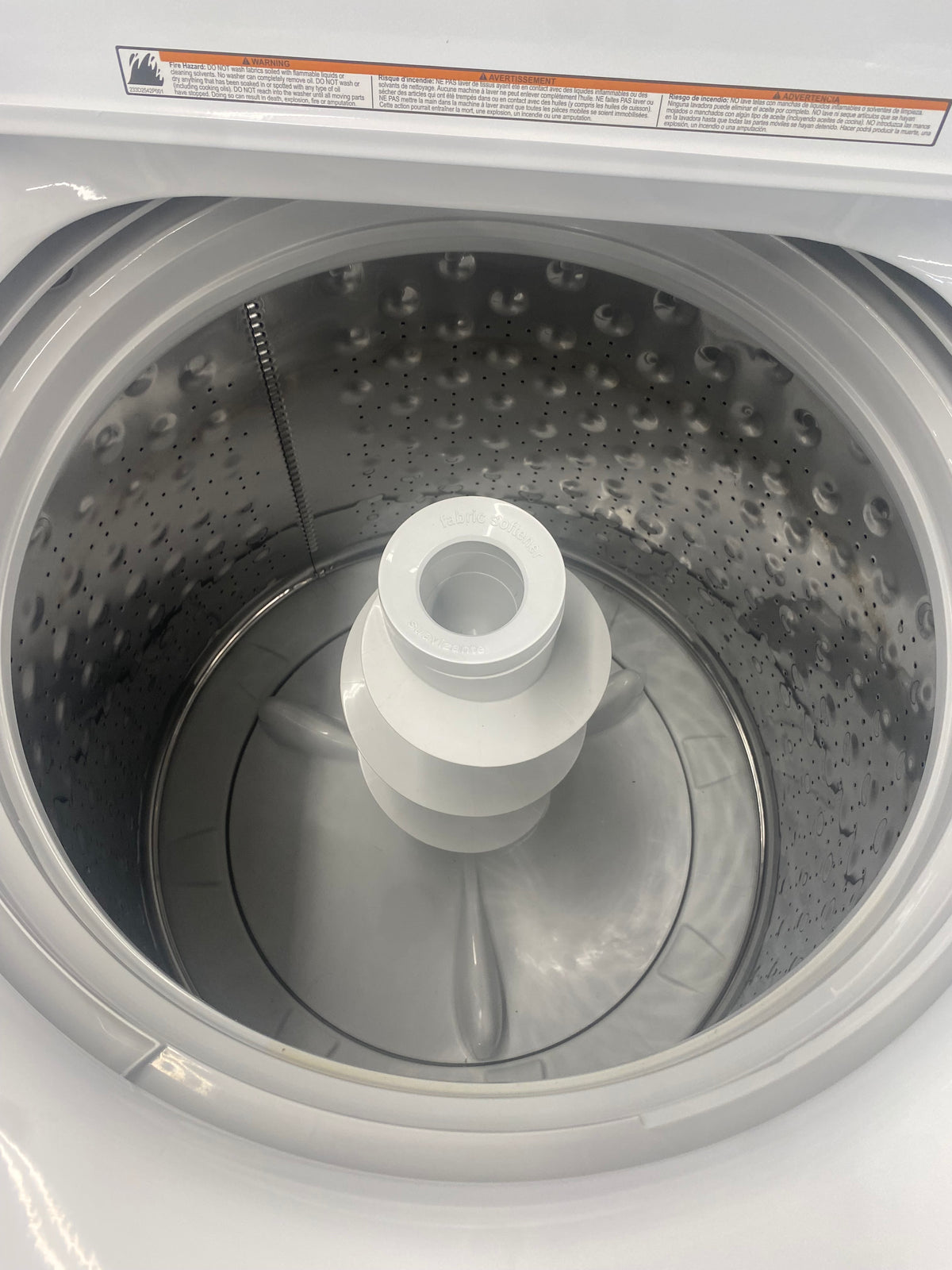 27” GE top load washer, White "Used"
