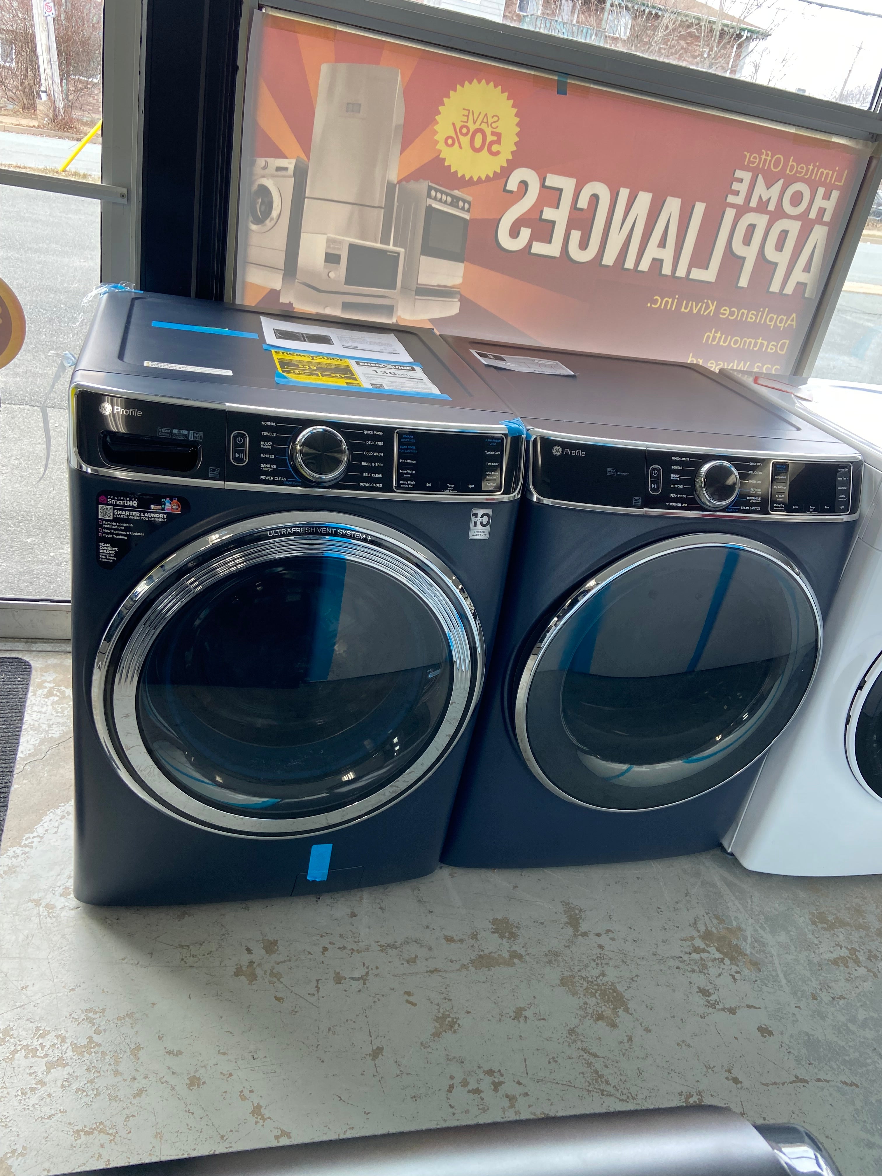 GE Profile PFW870SPV0RS Front Load Washer, 28 inch Width, 6.1 cu. ft. GE Profile PFD87ESMV0RS Electric Dryer, 7.8 cu. ft. Dryer Capacity, 12 Dry Cycles