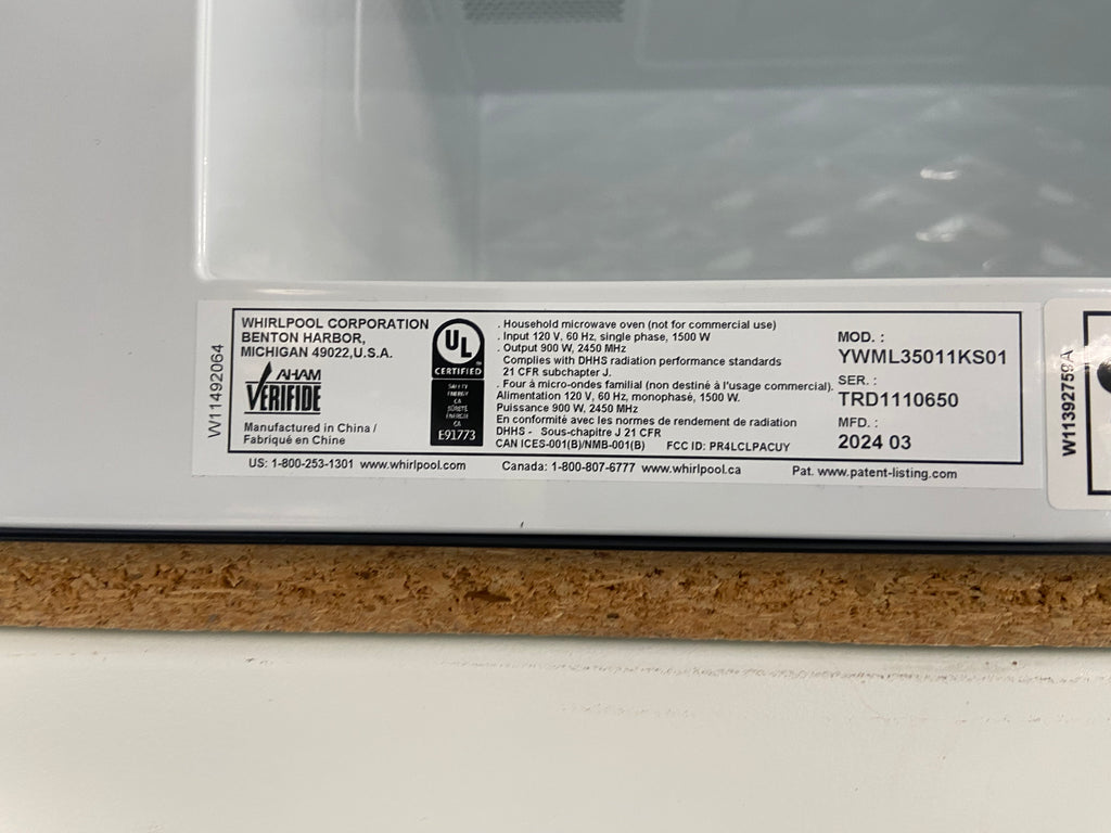 Whirlpool Stainless Over The Range Microwave "Brand New"