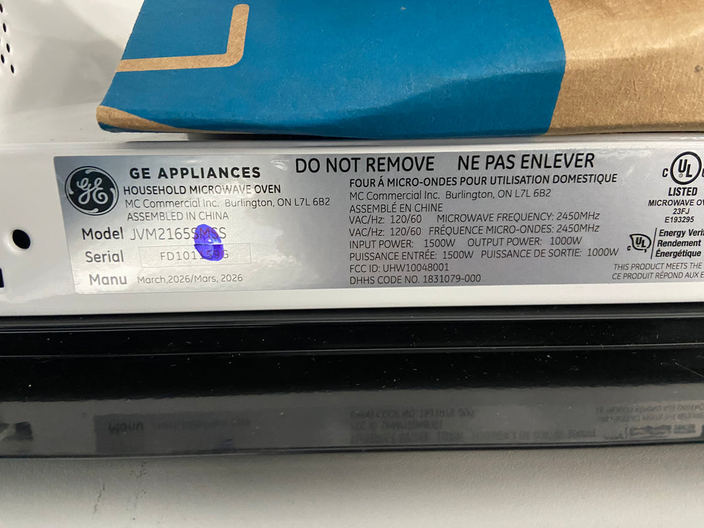 Stainless GE JVM2165SMSS Over The Range Microwave (Scratch and Dent)