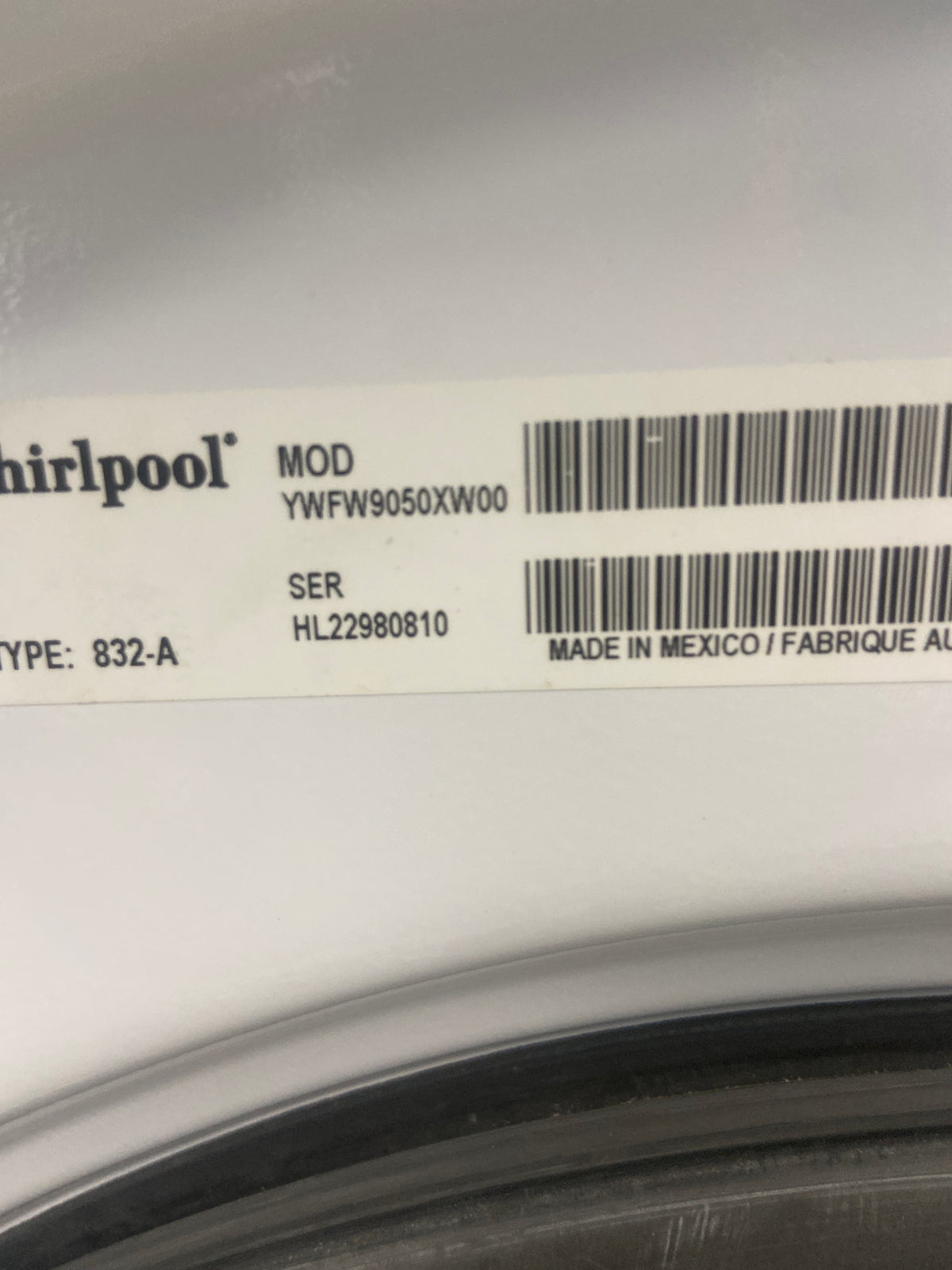 Whirlpool washer and dryer set, YWFW9050XW00 / YWED9050XW1, “Refurbished”, 3 Months Warranty