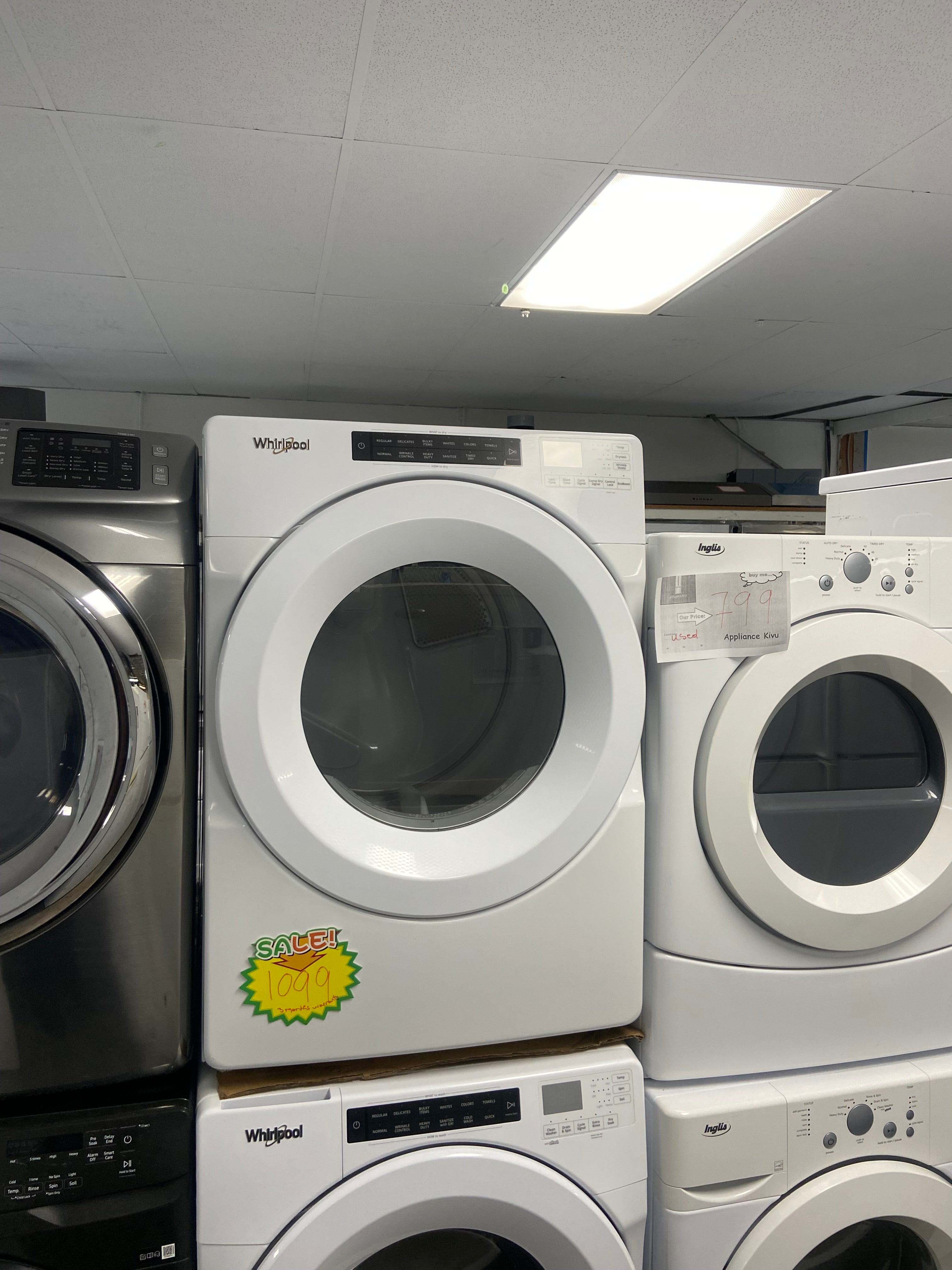 Heavy duty 27” White Whirlpool Stackable Washer, Dryer set YWED5620HW0, WFW560CHWO