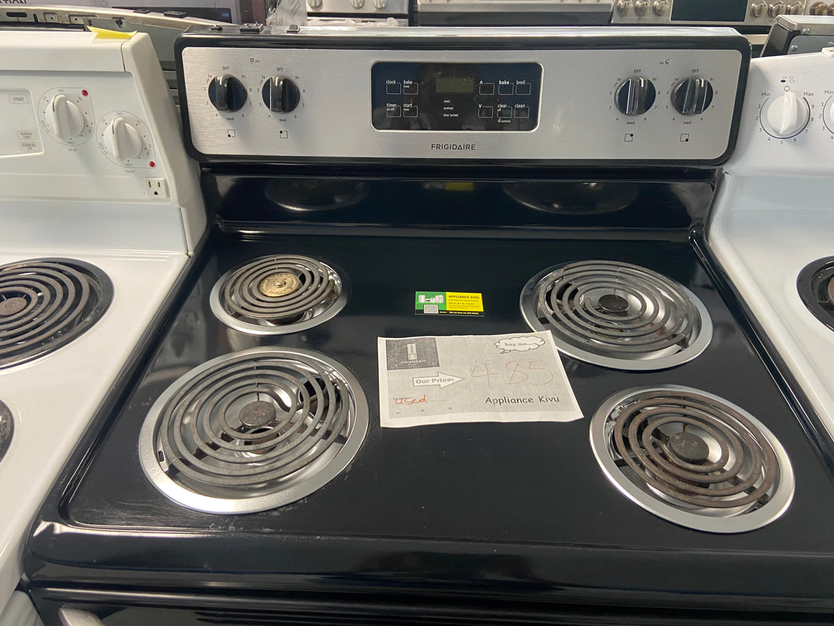 Black 30” Frigidaire CFEF3046LSH Coil Top Stove (Refurbished)