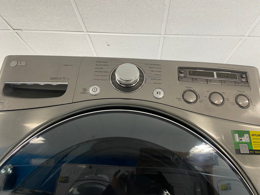 LG DLEX3650V Dryer, 13 Dry Cycles,Stackable, Graphite Steel colour, LG WM3770HVA Front Load Washer, 1,300 RPM Washer Spin Speed, 10 Wash Cycles
