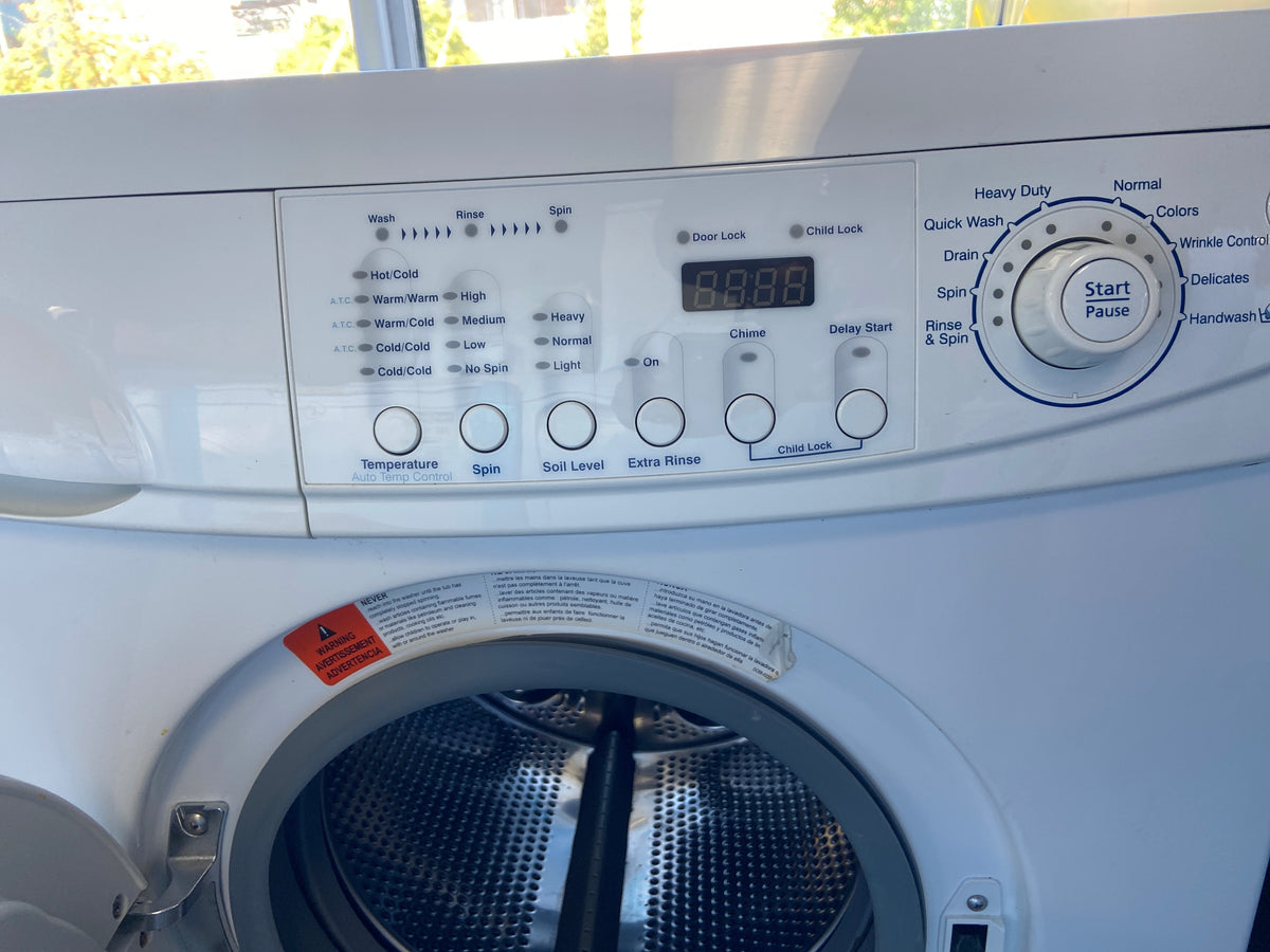 Maytag Apartment size front load washer, White, “Refurbished”