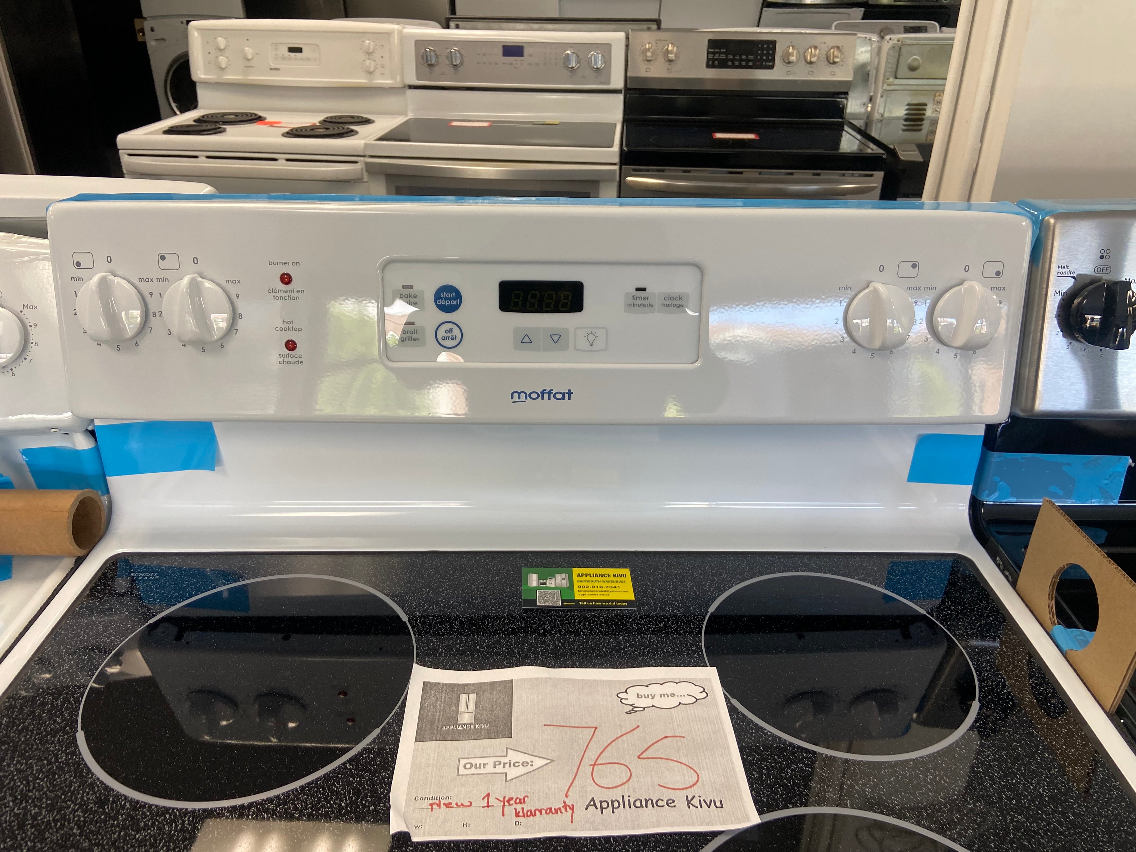 Moffat  Electric Range, 5 cu. ft. Capacity, 30 inch Exterior Width, 4 Burners, Storage Drawer, Manual Clean, 2,000 W Highest Element, White colour