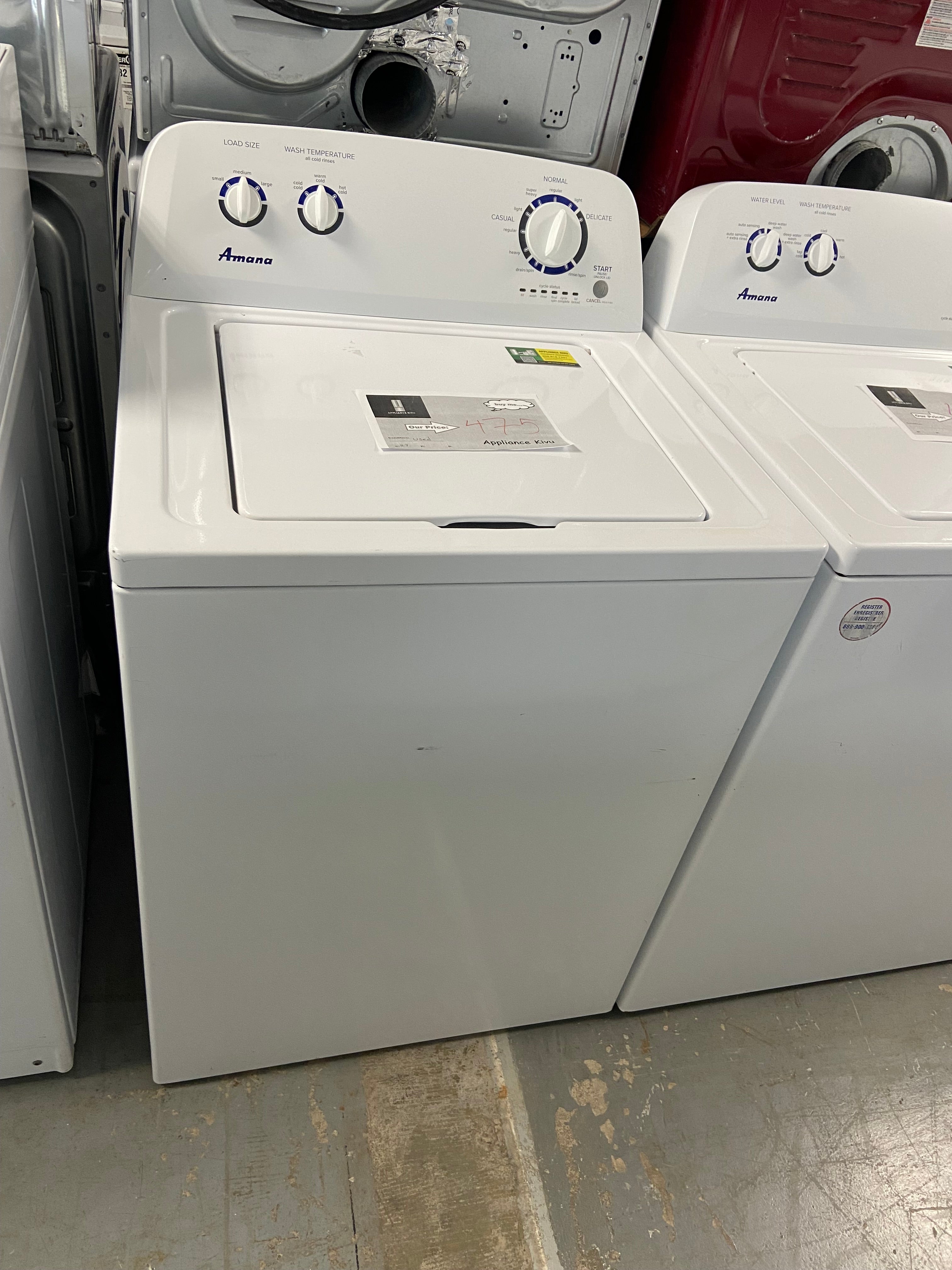 Amana NTW4600YQ1 Top Load Washer, 700 RPM Washer Spin Speed, 9 Wash Cycles, 3 Temperature Settings, White colour