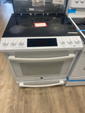 Double oven, Convection 30” Slide in White GE glass top stove "refurbished"