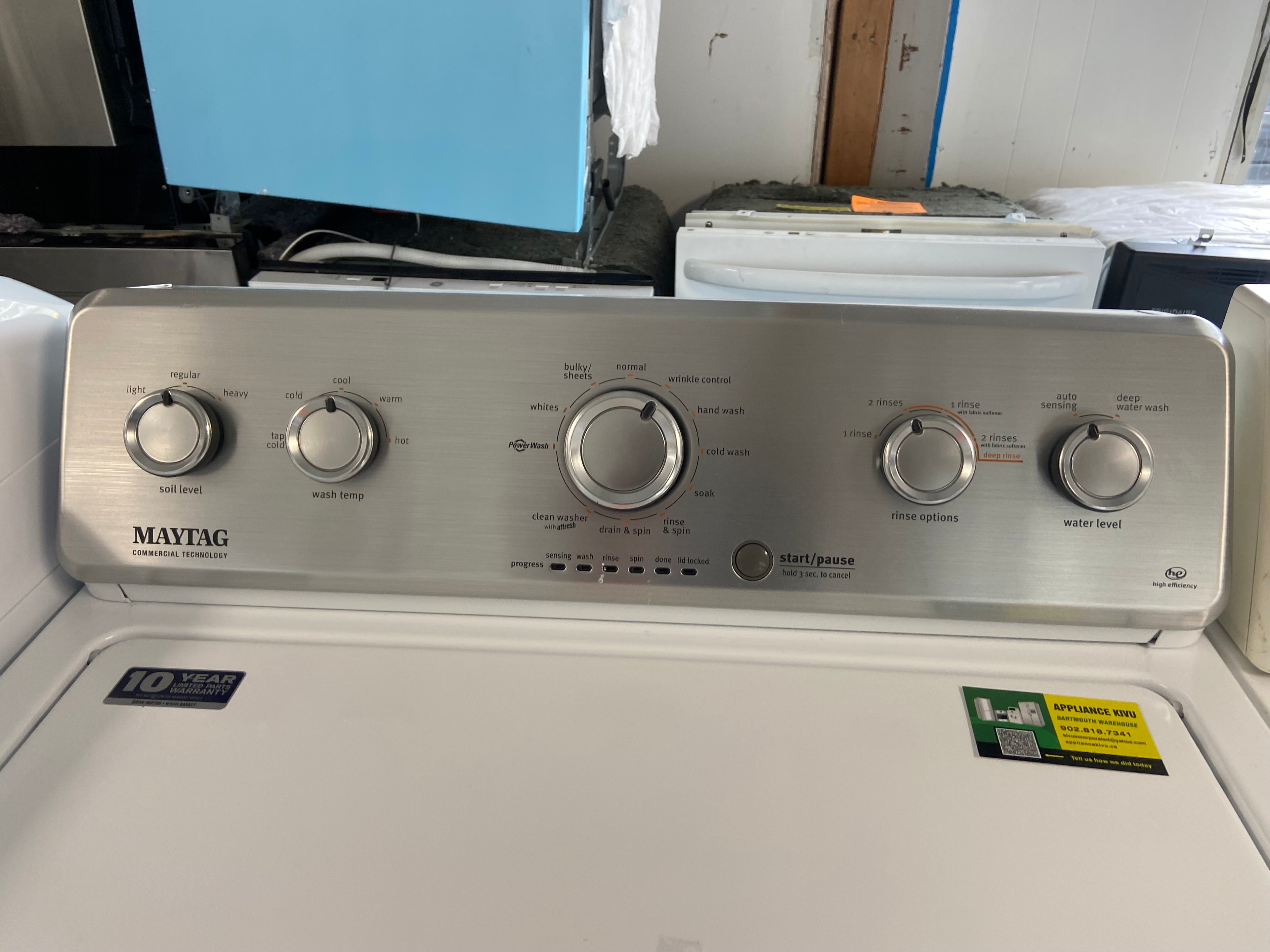 White Maytag MVWC565FW2 Top Load Washer, with agitator 4.9 cu. ft. capacity "Refurbished"