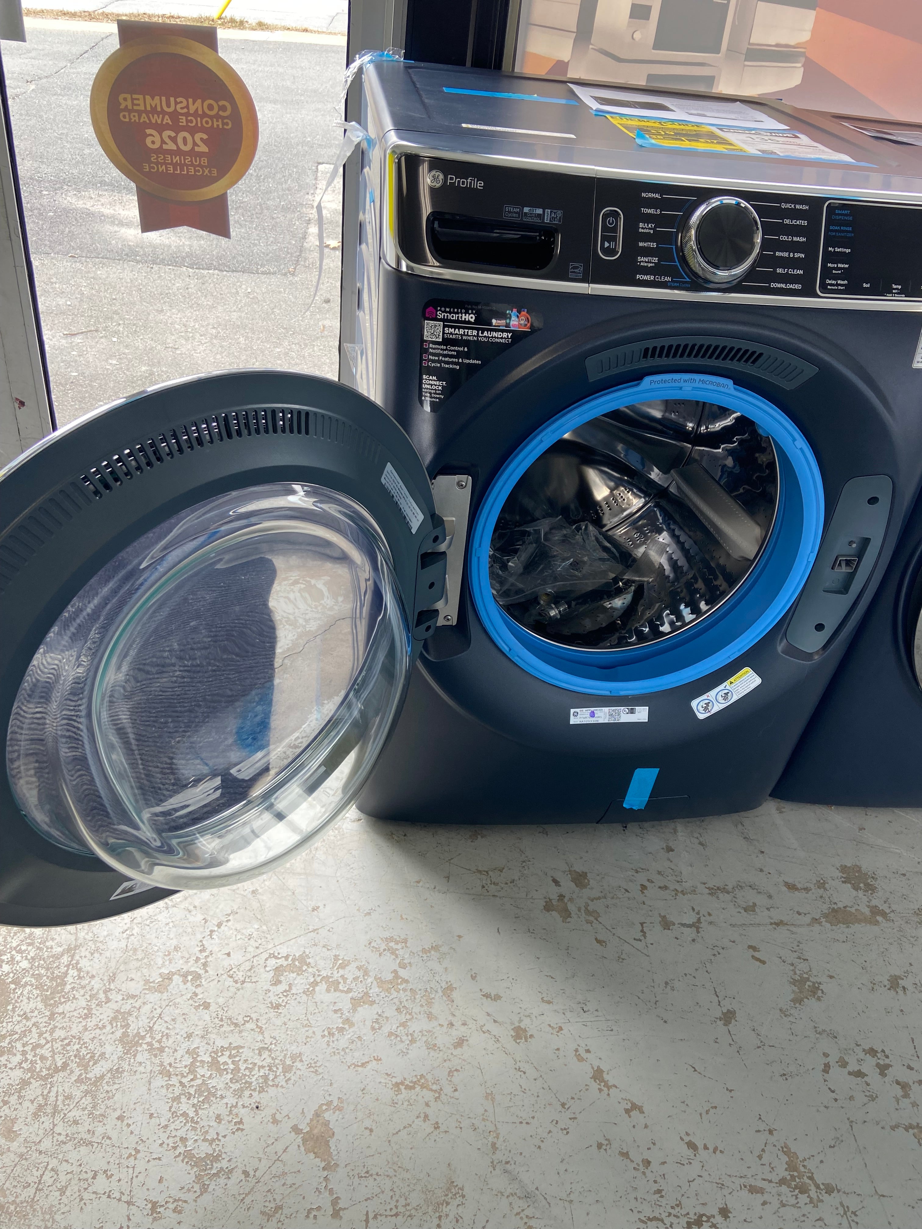 GE Profile PFW870SPV0RS Front Load Washer, 28 inch Width, 6.1 cu. ft. GE Profile PFD87ESMV0RS Electric Dryer, 7.8 cu. ft. Dryer Capacity, 12 Dry Cycles