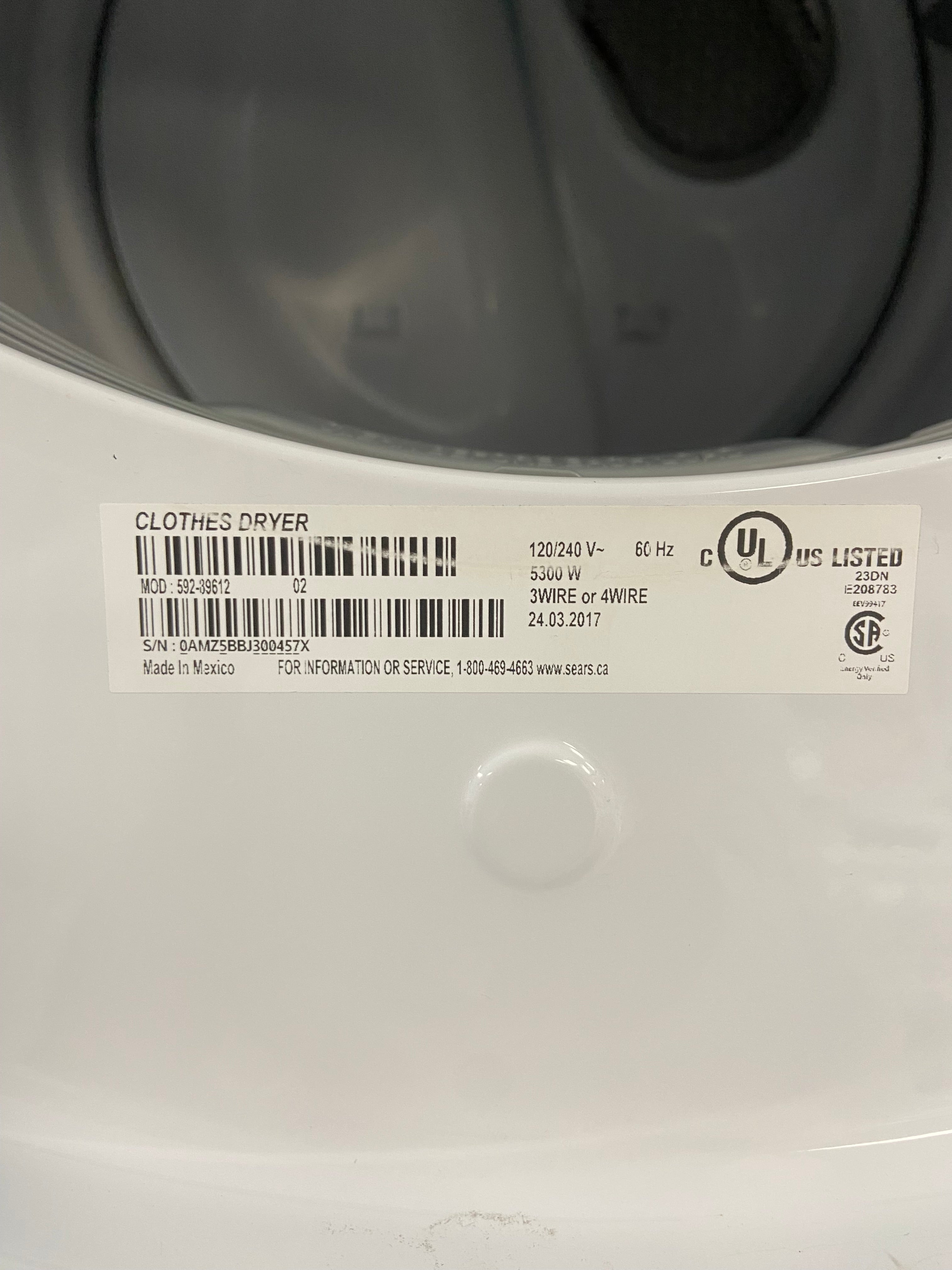 White Kenmore Washer and Dryer Set with warranty