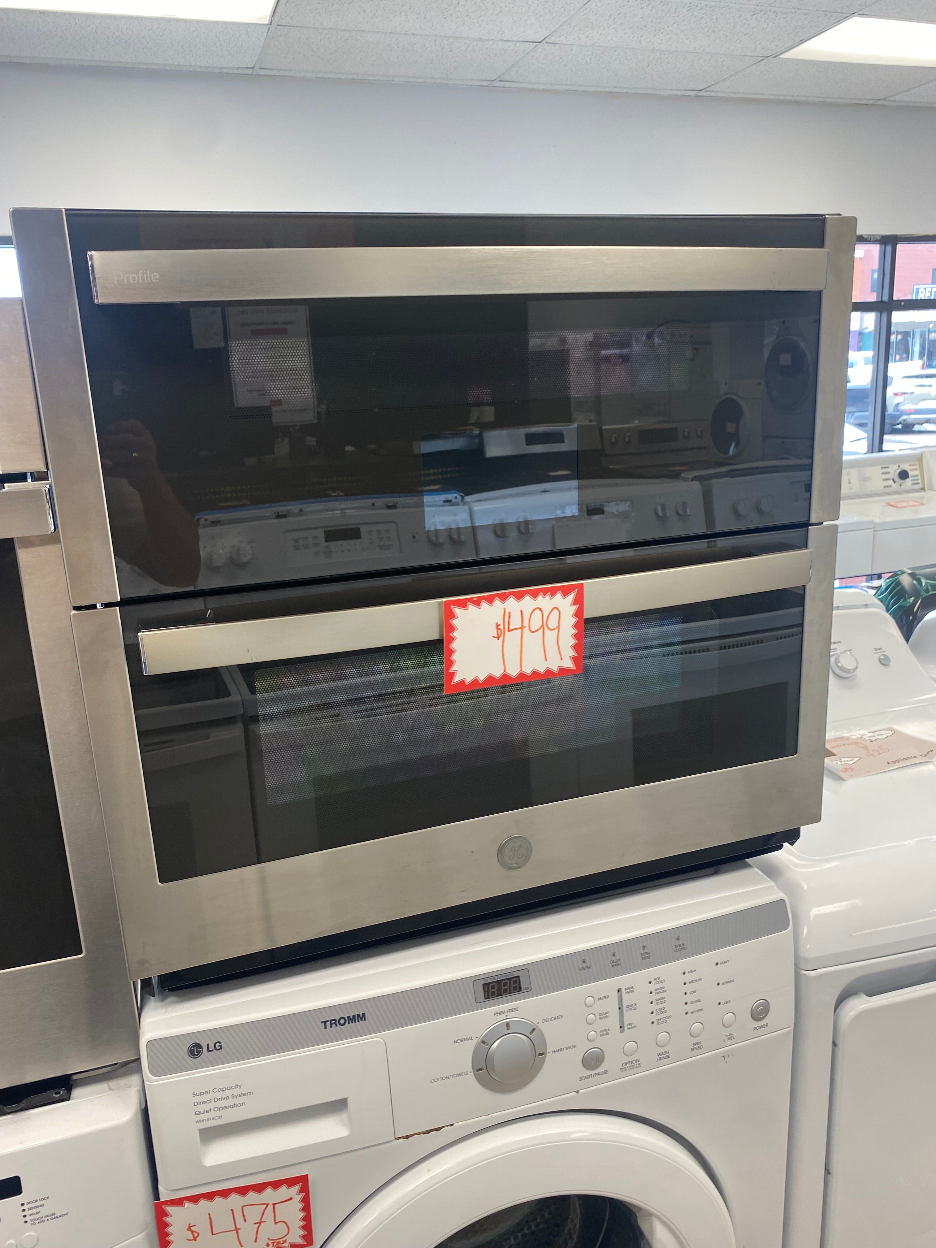 Profile 30" 5 Cu. Ft. Electric Two-In-One Wall Oven with True European Convection - Stainless - PTS9200S2NSS
