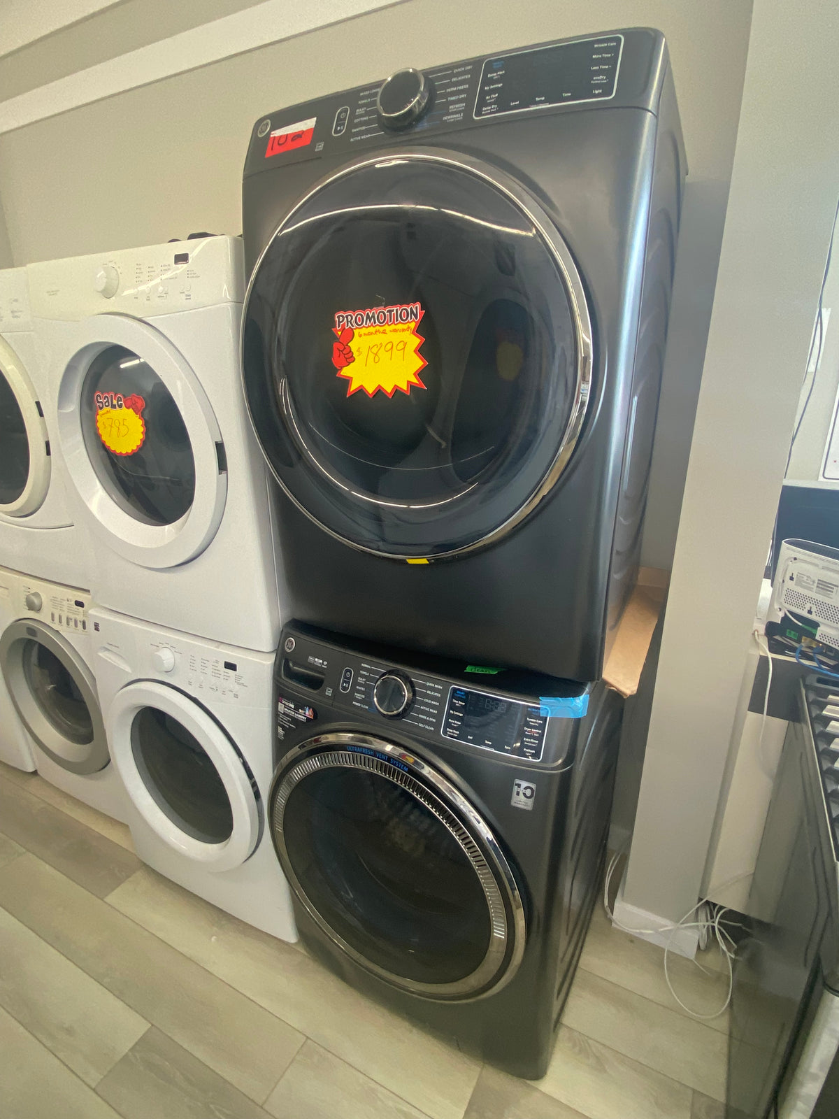 27” GE Stackable washer and dryer Large Capacity "New-Open Box"