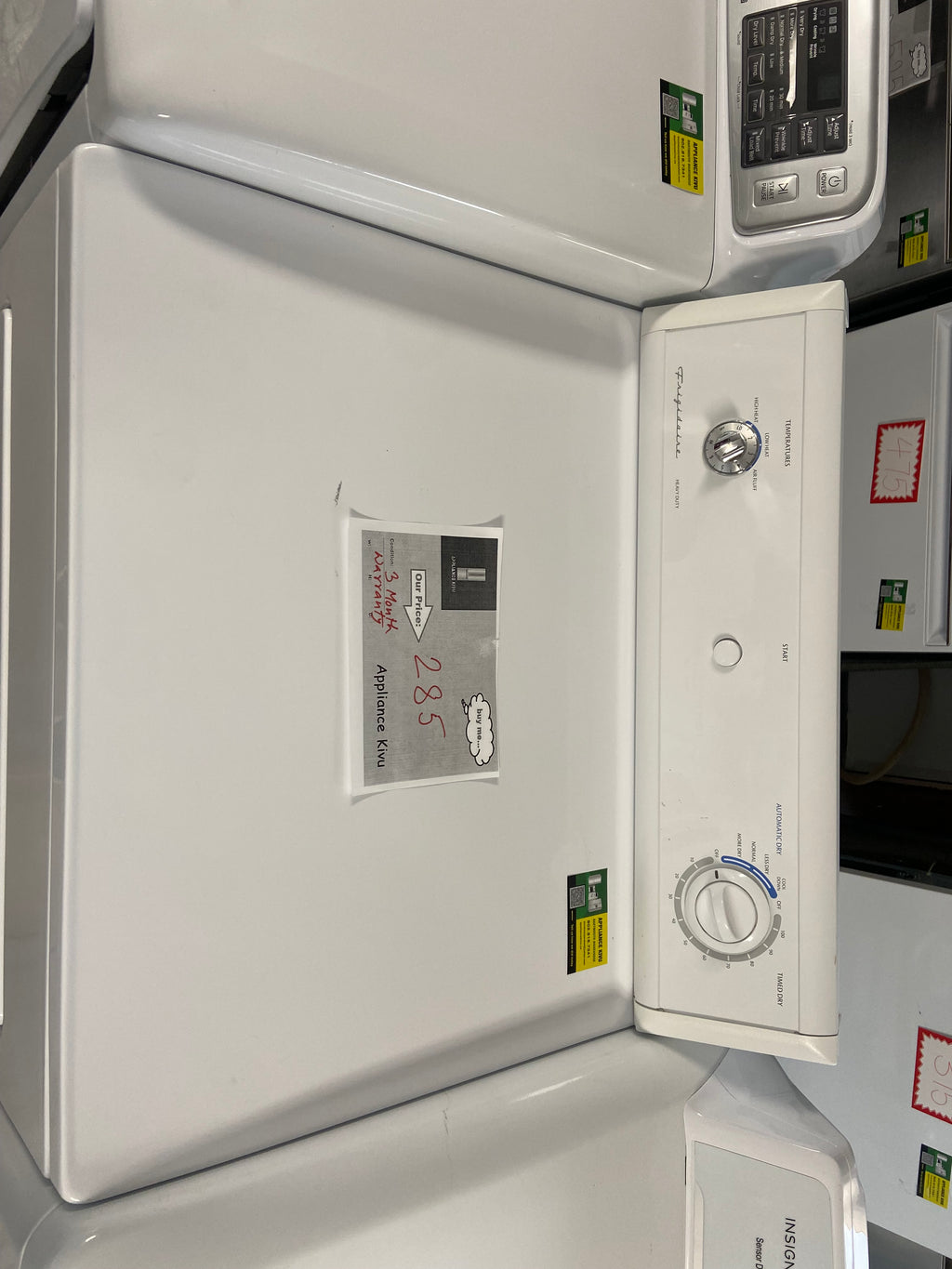 White 27” Frigidaire Dryer FER231CAS2 with warranty