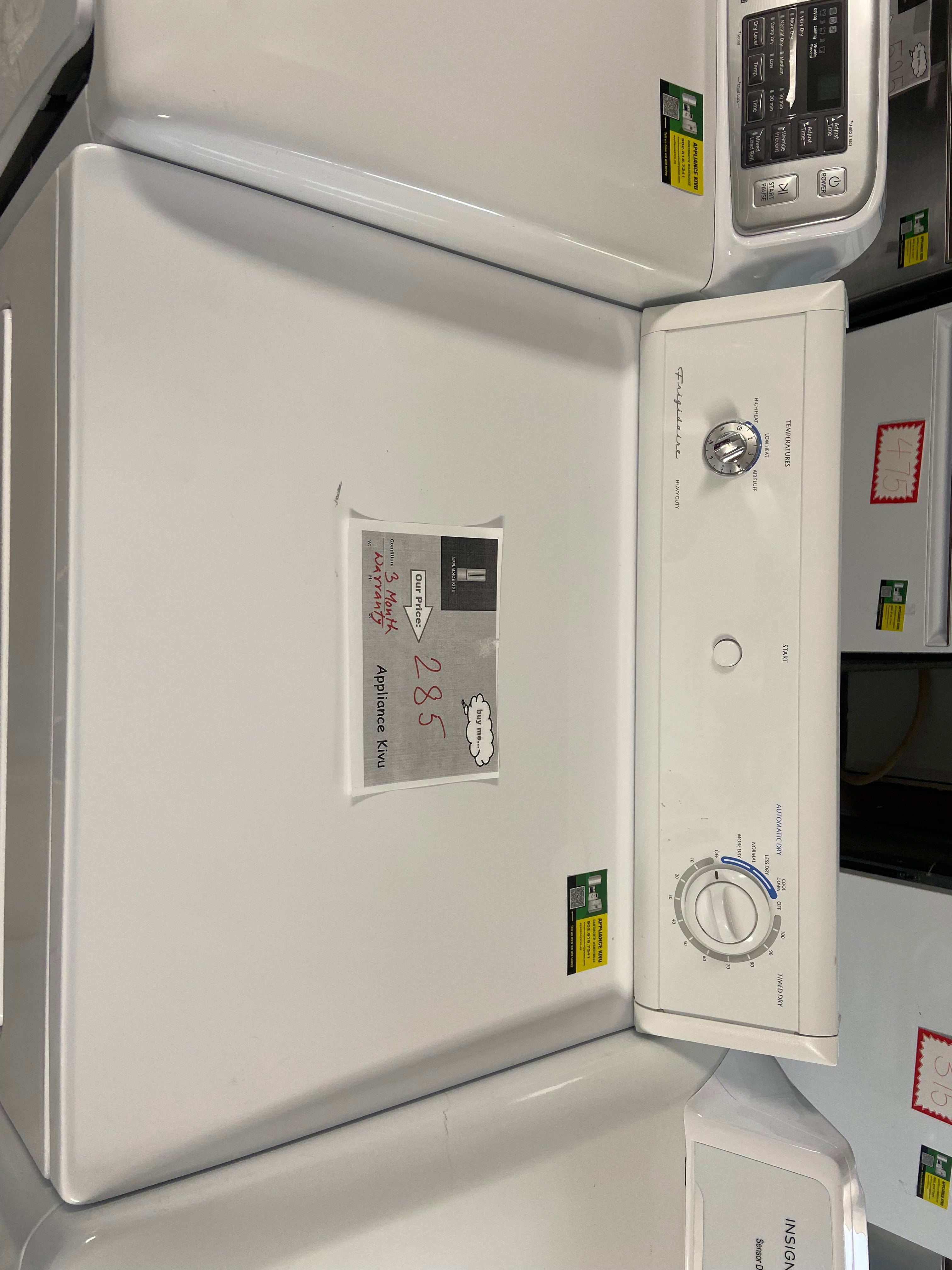 White 27” Frigidaire Dryer FER231CAS2 with warranty