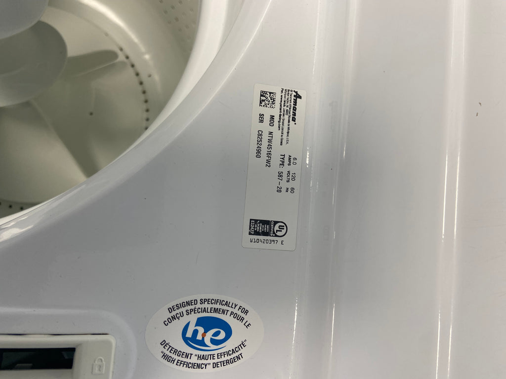 White 27” Amana NTW4516FW2 Top Load Washer(Used)