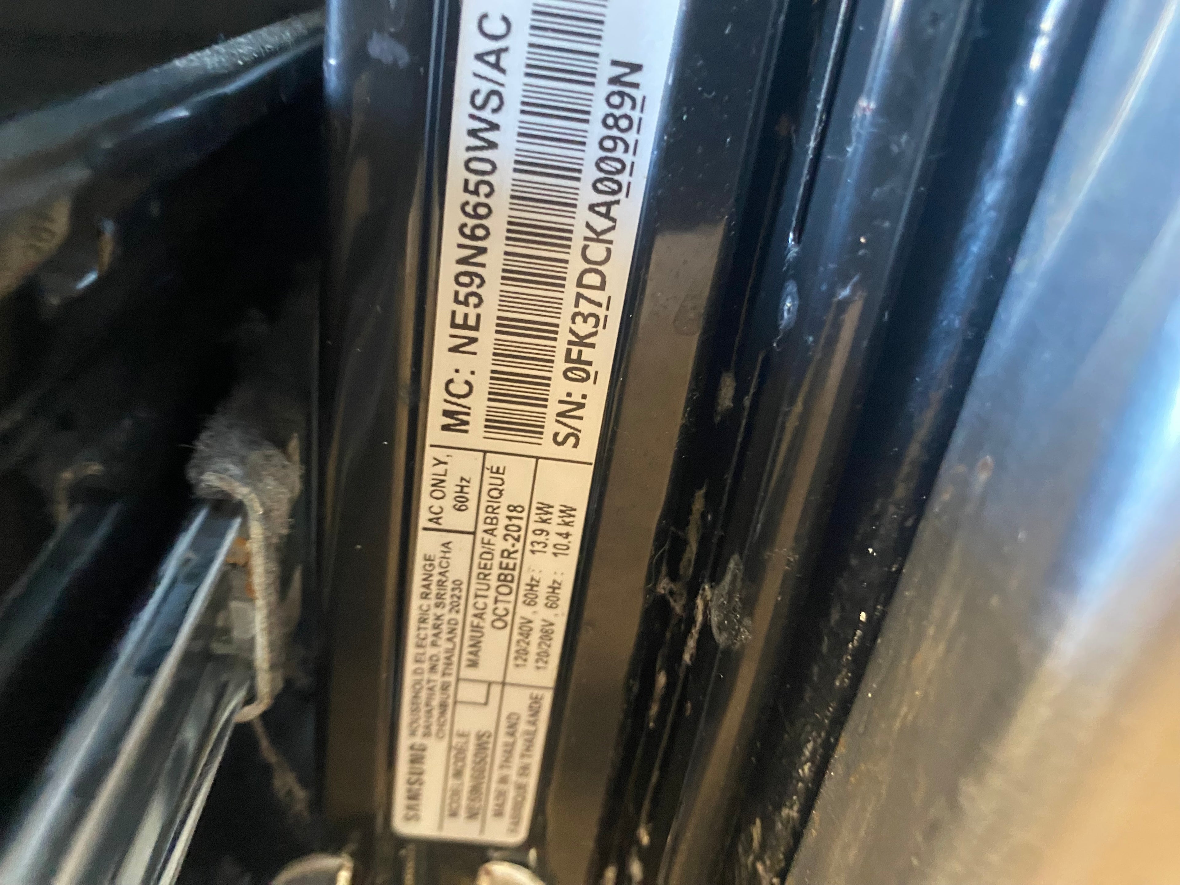 Samsung stainless steel glass top electric stove, convection oven NE59N6650WS/AC "refurbished"