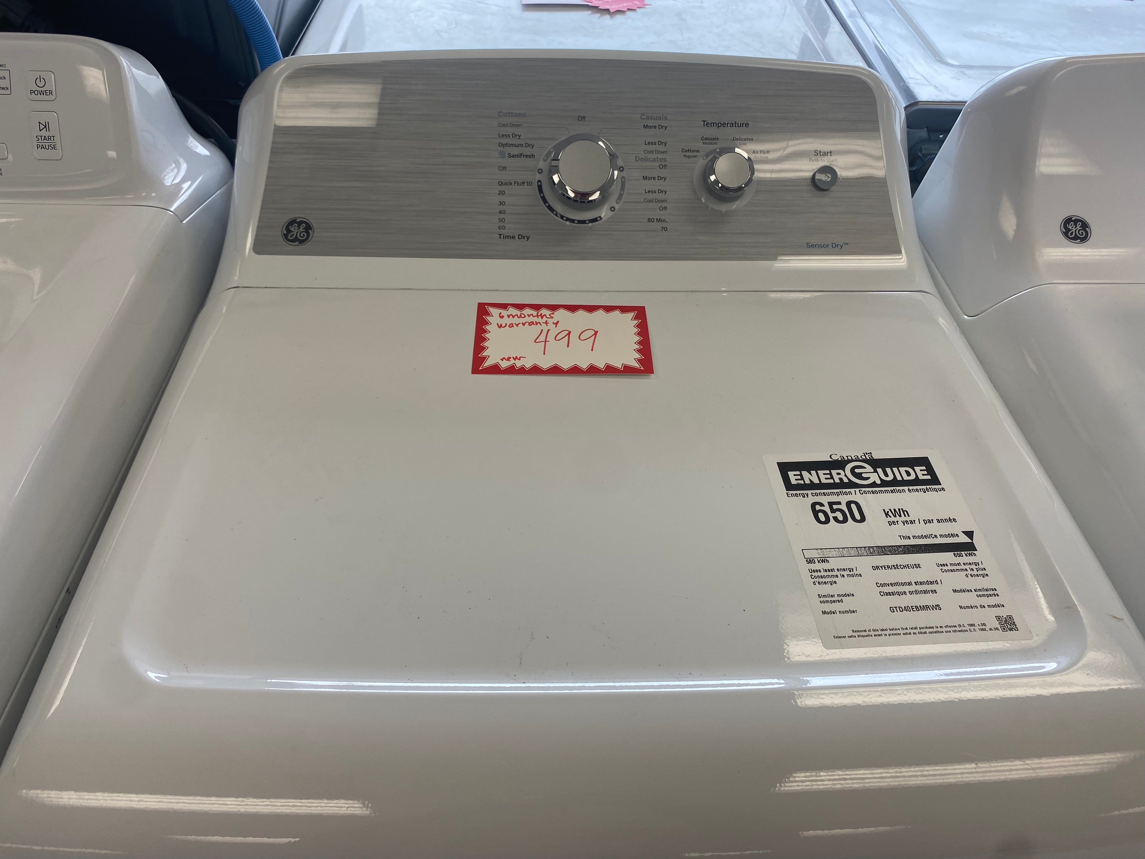 GE White Dryer " New Scratch And Dented"