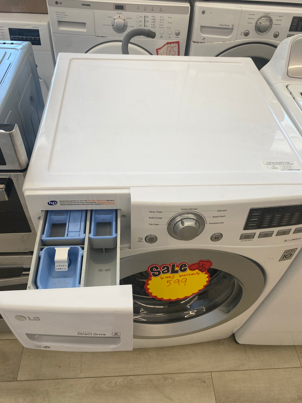 27” LG front load washer, White "Refurbished"