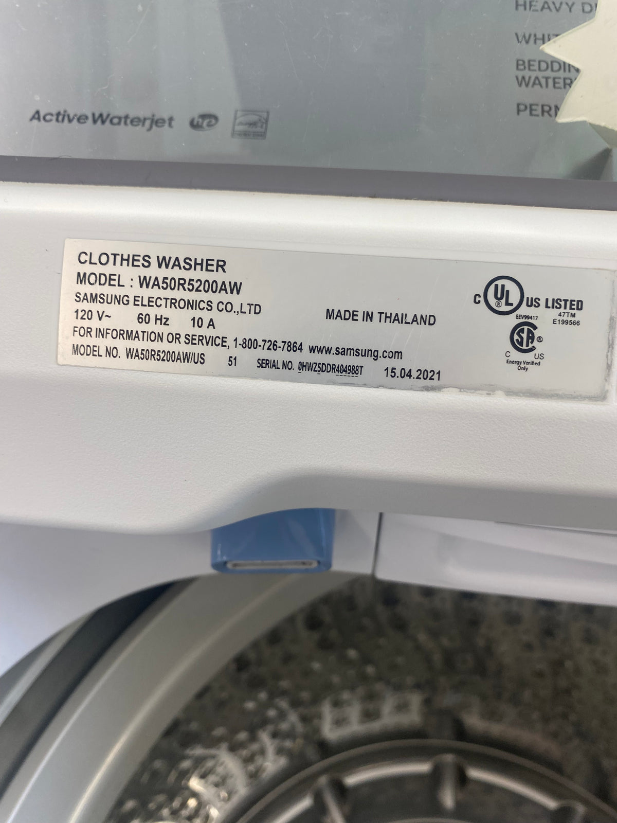 27” Samsung washing machine, white, large capacity, "Refurbished"